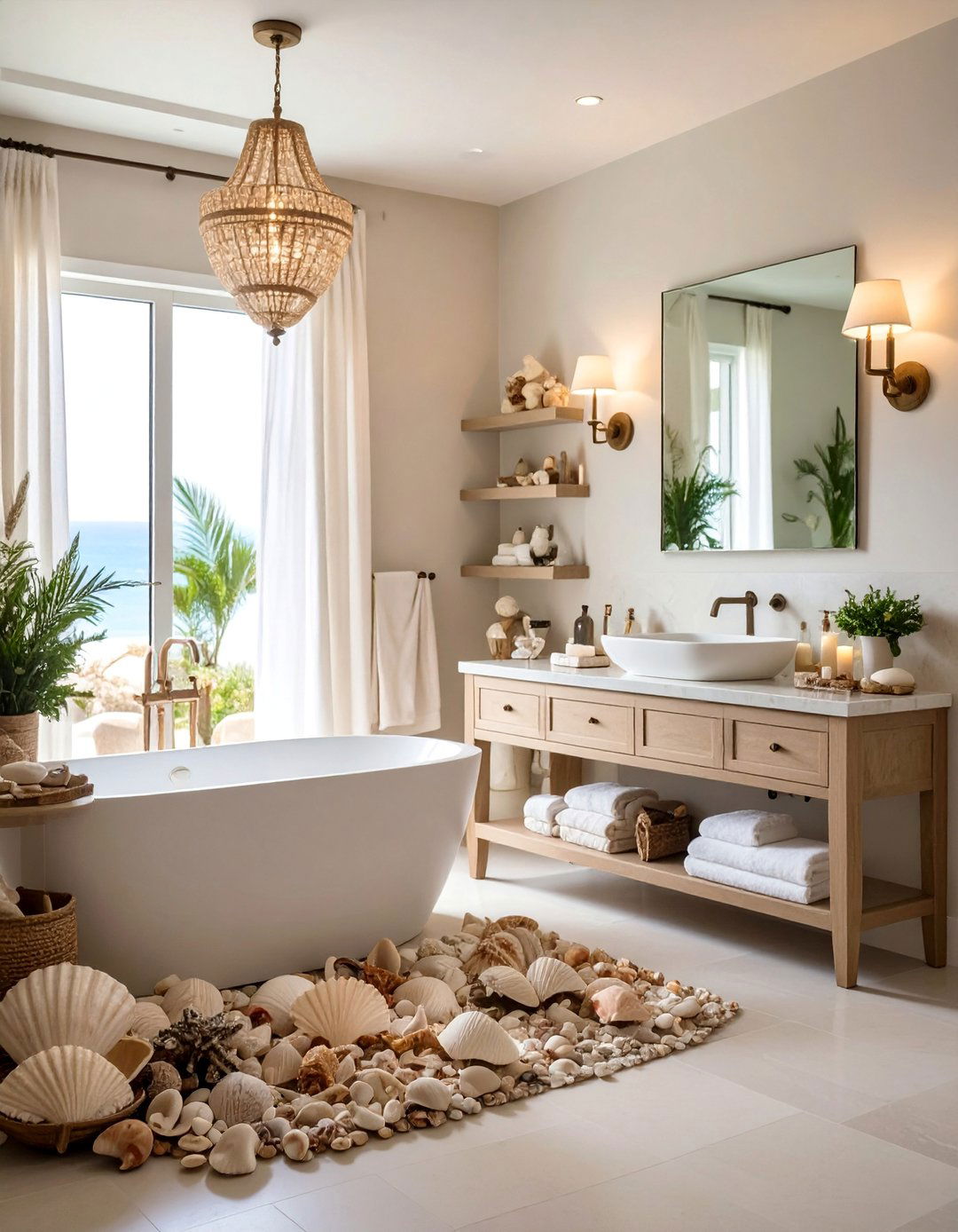 Seashell Collection with Coastal Scientific Illustrations - 25 Bathroom Art Ideas