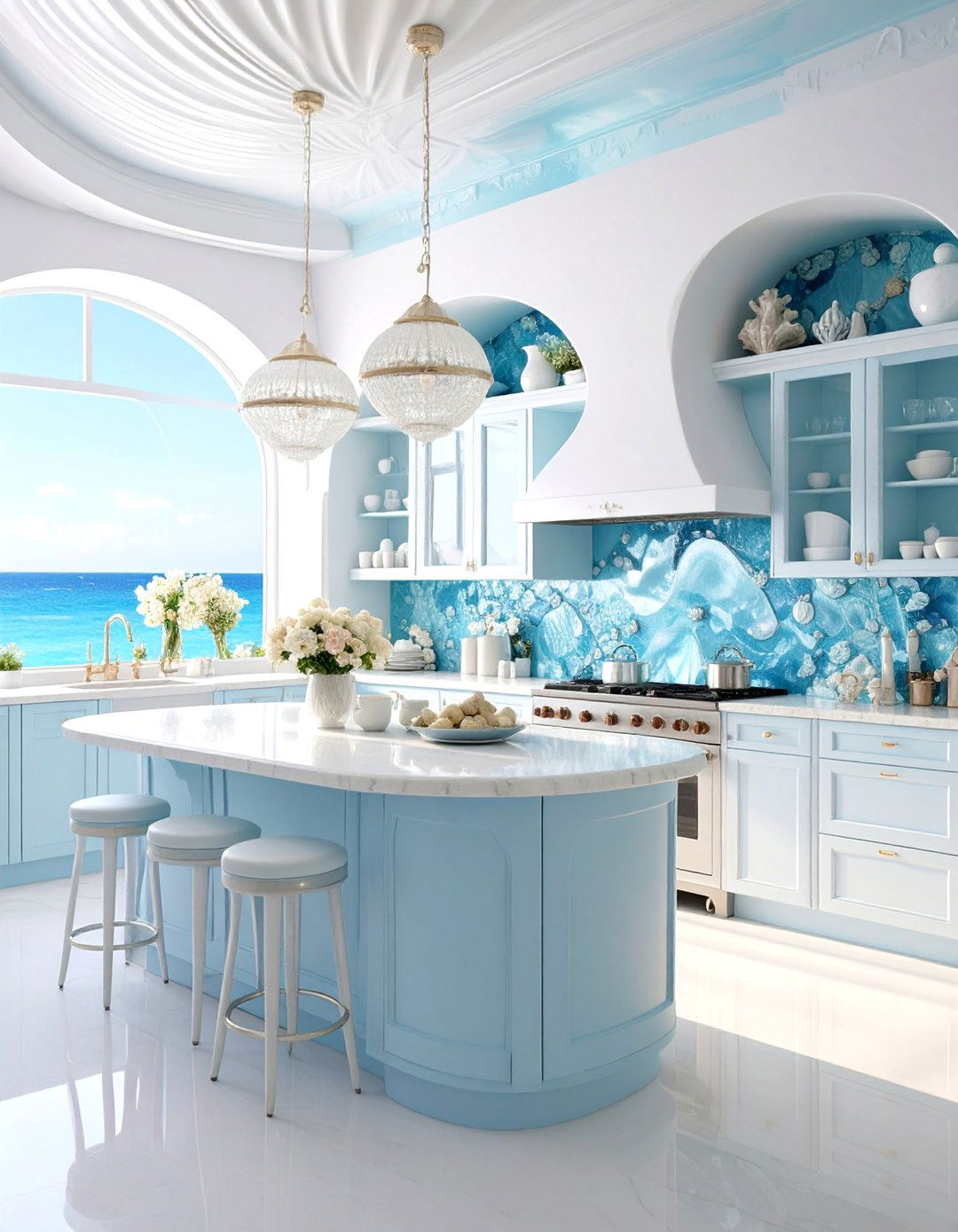 Seashell Grotto Kitchen with Organic Curved Elements - 25 Tropical Kitchen Ideas