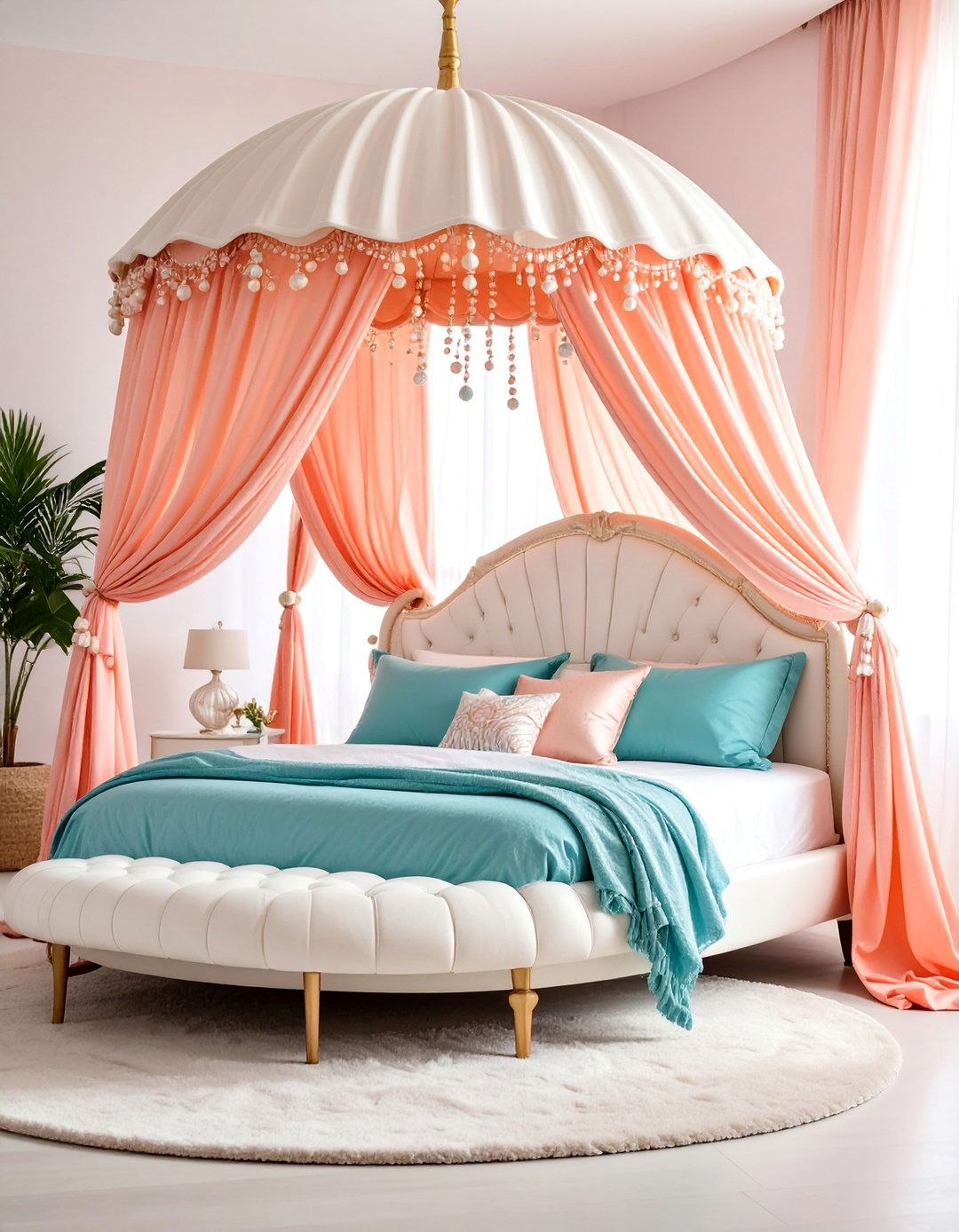 Seashell Shaped Canopy Bed - 25 Mermaid Bedroom Ideas