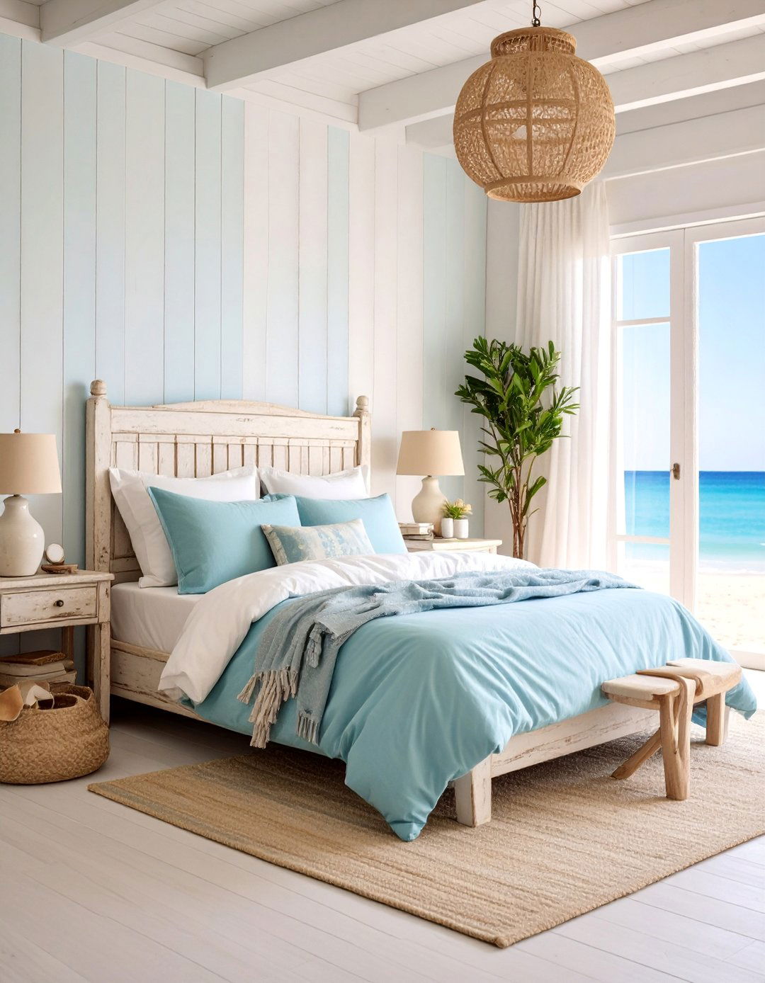 Seaside Cottage Bedroom with Vintage Coastal Charm - 25 Ocean-themed Bedroom Ideas