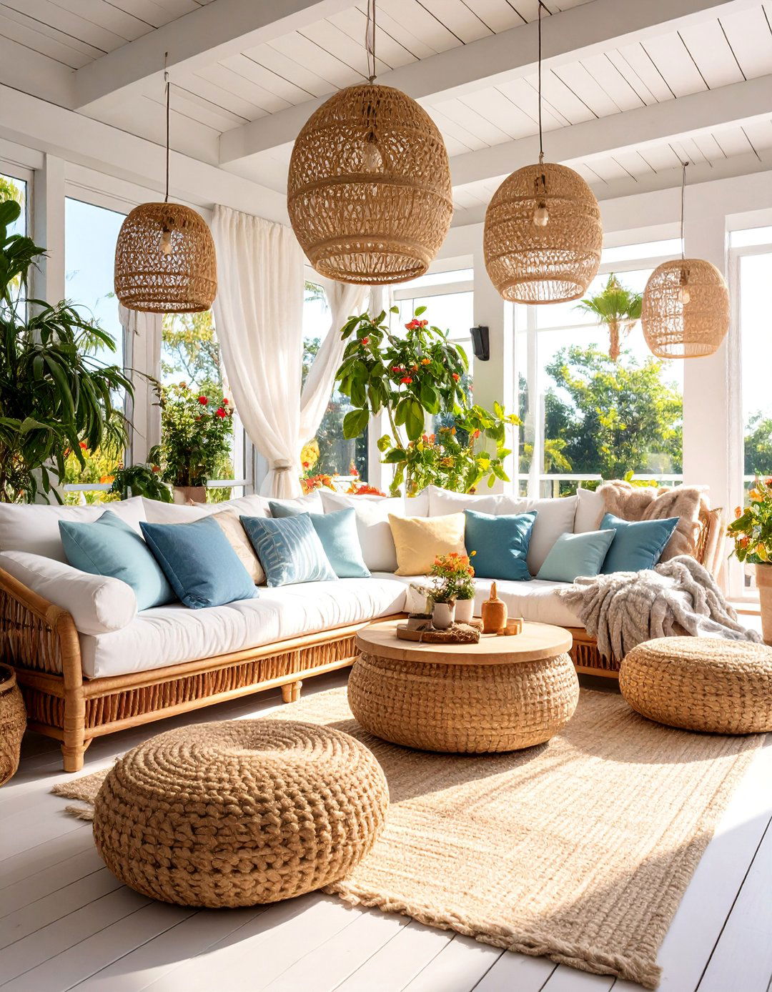Seaside Sunroom with Natural Elements - 25 Nautical Decor Ideas