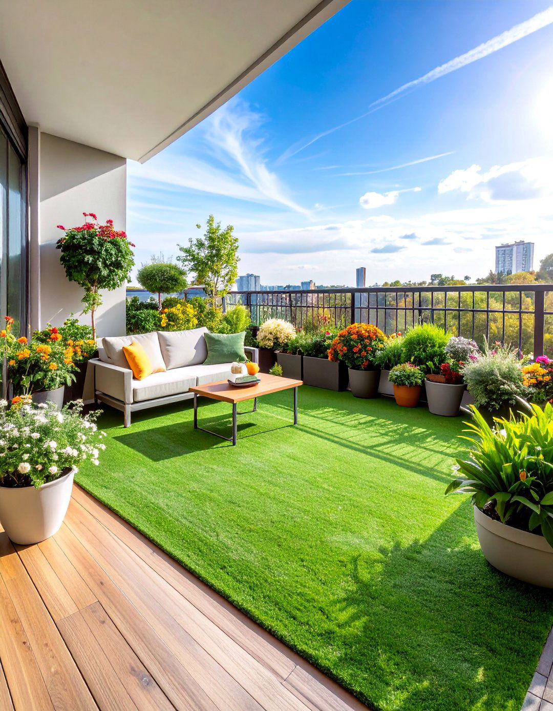 Season Round Artificial Grass Balcony - 25 Artificial Grass Balcony Design
