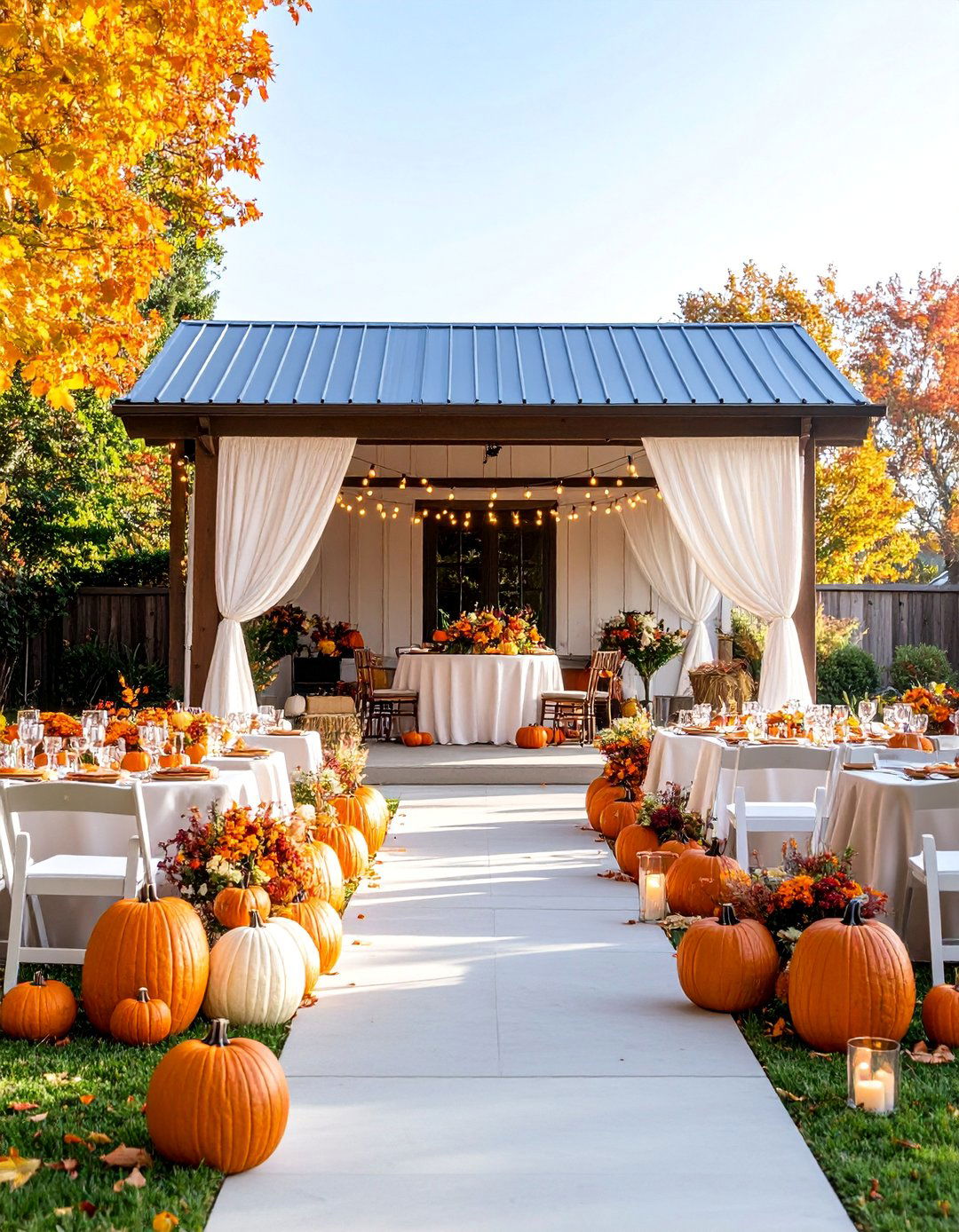 Seasonal Autumn Wedding with Harvest Elements - 25 Backyard Wedding Ideas