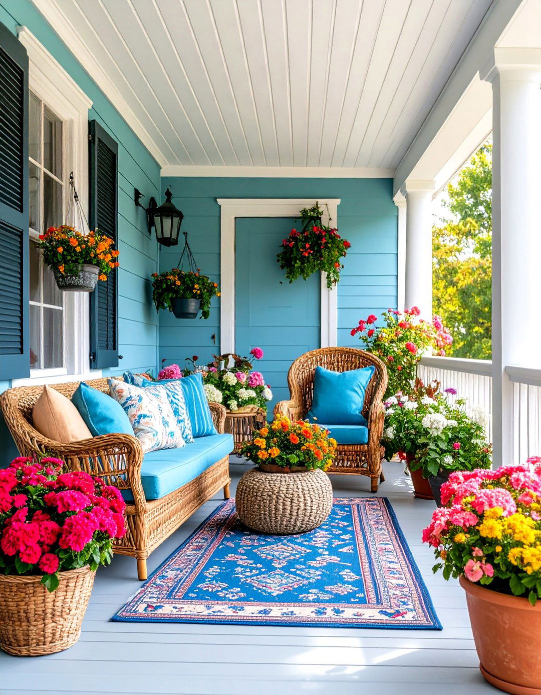 Seasonal Cape Cod Porch with Flexible Decorating Elements - 25 Small Cape Cod Front Porch Ideas