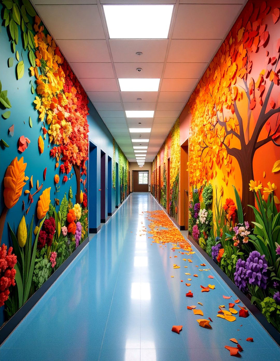 Seasonal Changes Mural with Weather and Nature Cycles - 25 School Mural Ideas