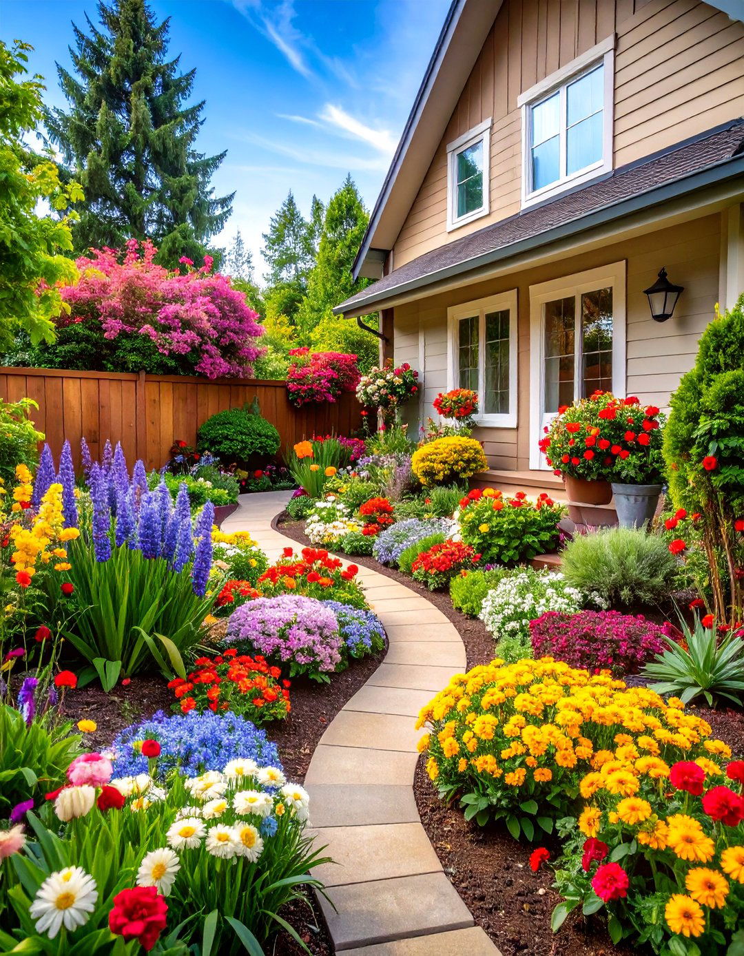 Seasonal Color Display Garden - 25 Small Front Yard Landscaping Ideas