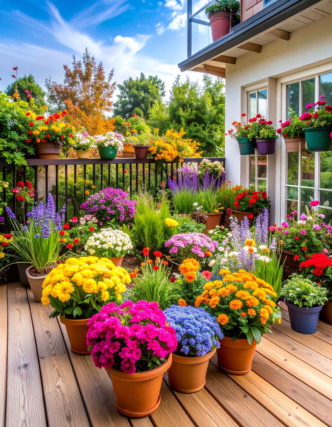 Seasonal Color Garden with Annual Displays - 25 Balcony Garden Ideas