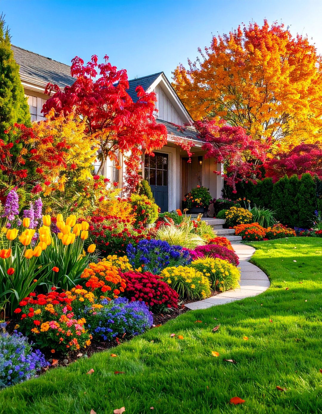 Seasonal Color Garden with Succession Planting - 25 Front Yard Landscaping Ideas
