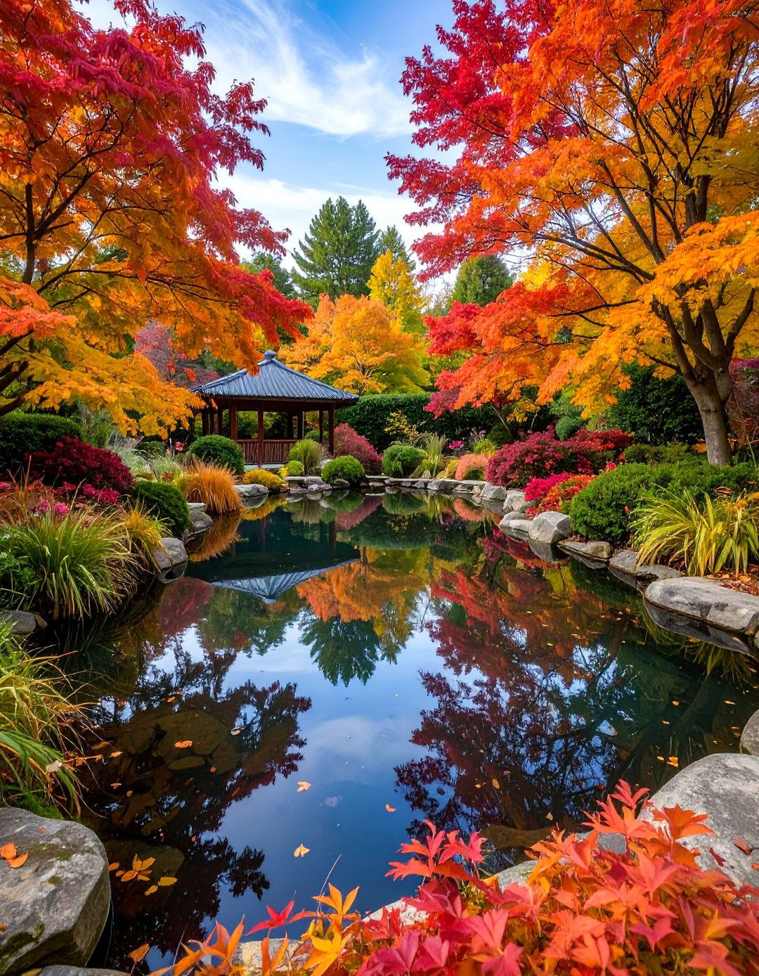 Seasonal Color Transition Pool - 25 Small Garden Reflecting Pool Ideas