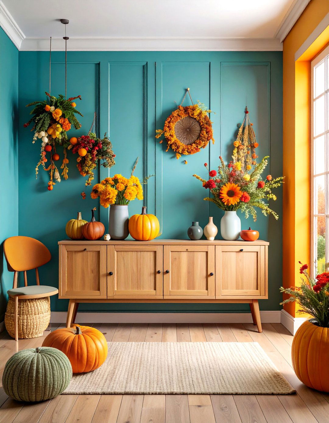 Seasonal Display Wall with Flexible Elements - 25 Entryway Wall Ideas