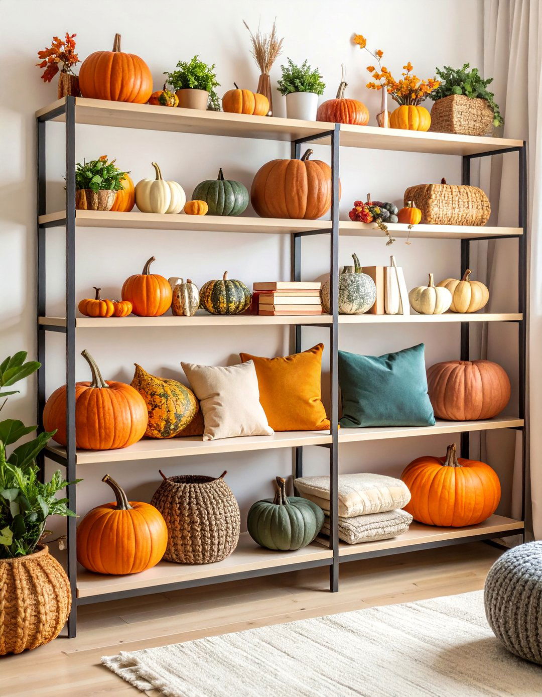 Seasonal Fall Bookshelf Decor Theme - 25 Bookshelf Decor Ideas