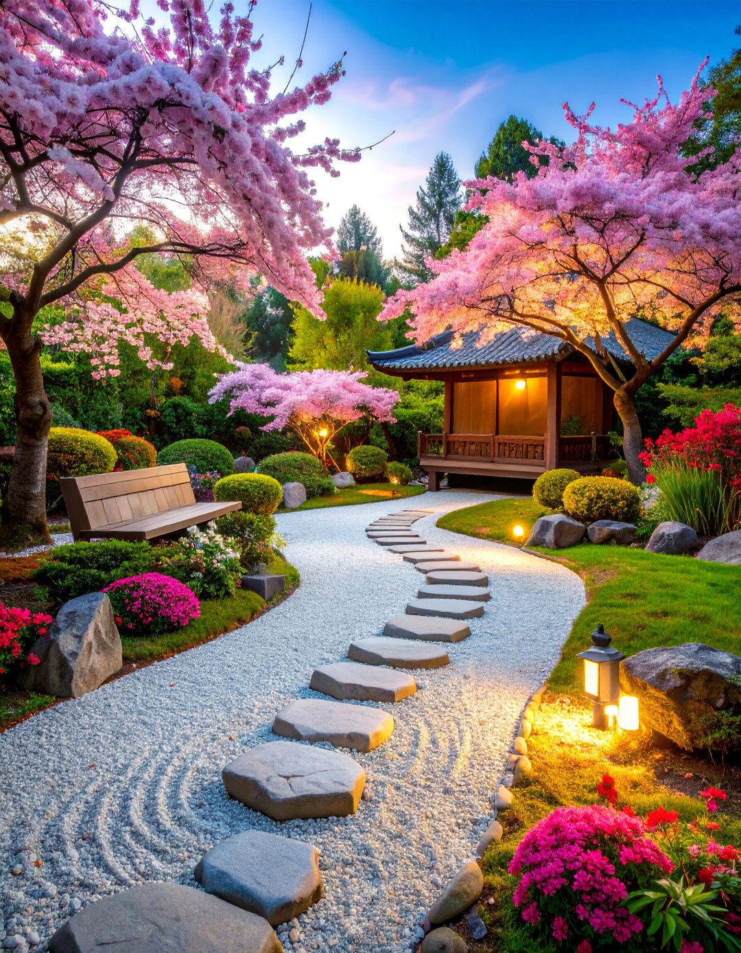 Seasonal Flower Accent Zen Garden - 25 Zen Garden Ideas