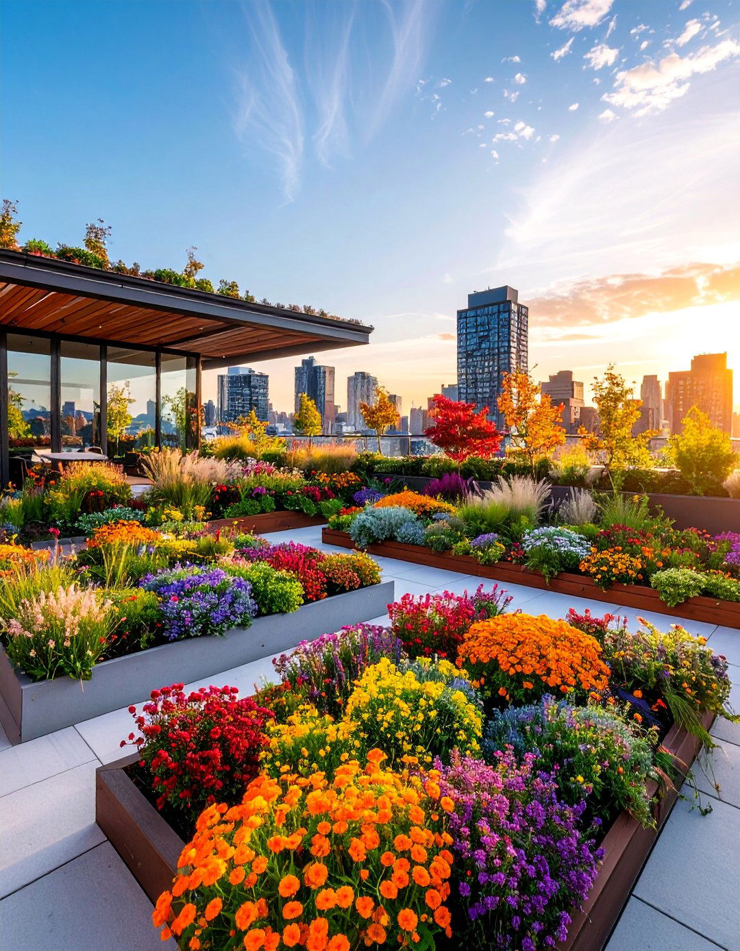 Seasonal Flower Display - 25 Rooftop Garden Ideas
