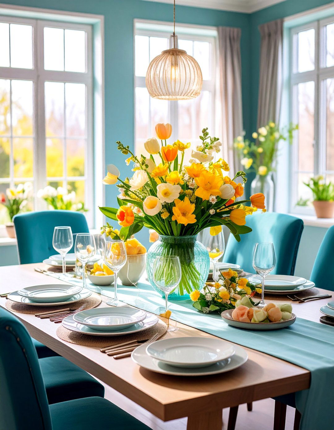 Seasonal Fresh Flower Dining Room Table Centerpiece - 25 Dining Room Table Decor Ideas