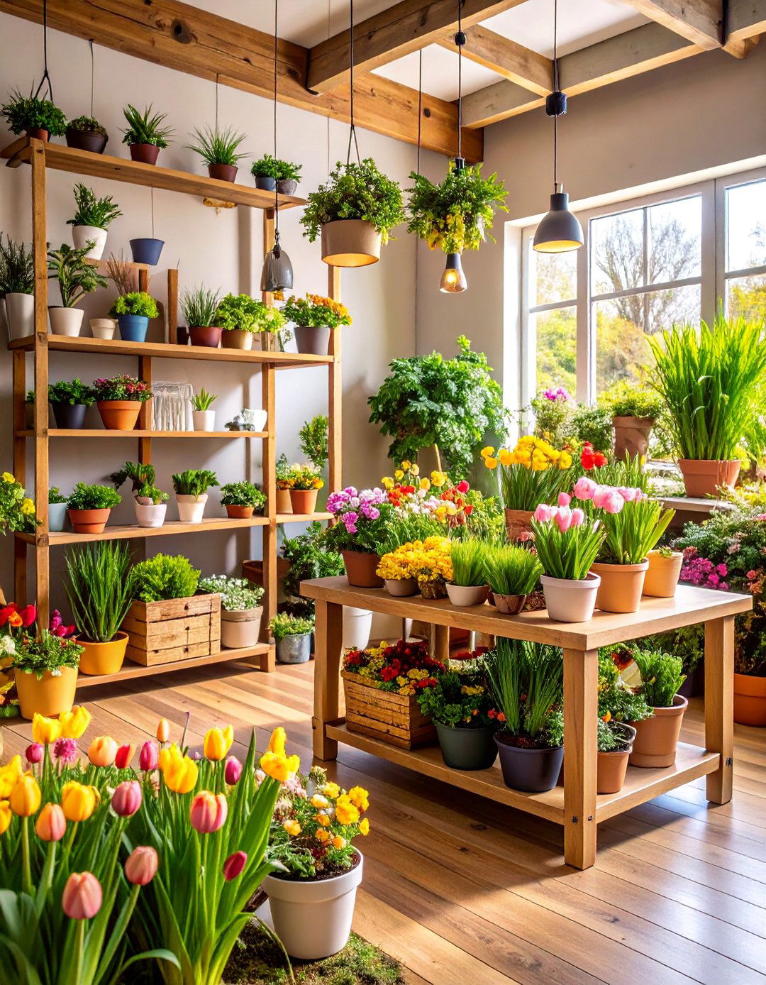 Seasonal Indoor Garden with Rotating Plant Displays - 25 Indoor Garden Ideas