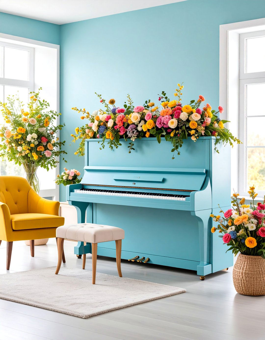 Seasonal Piano Room with Changeable Decor Elements - 25 Piano Room Ideas