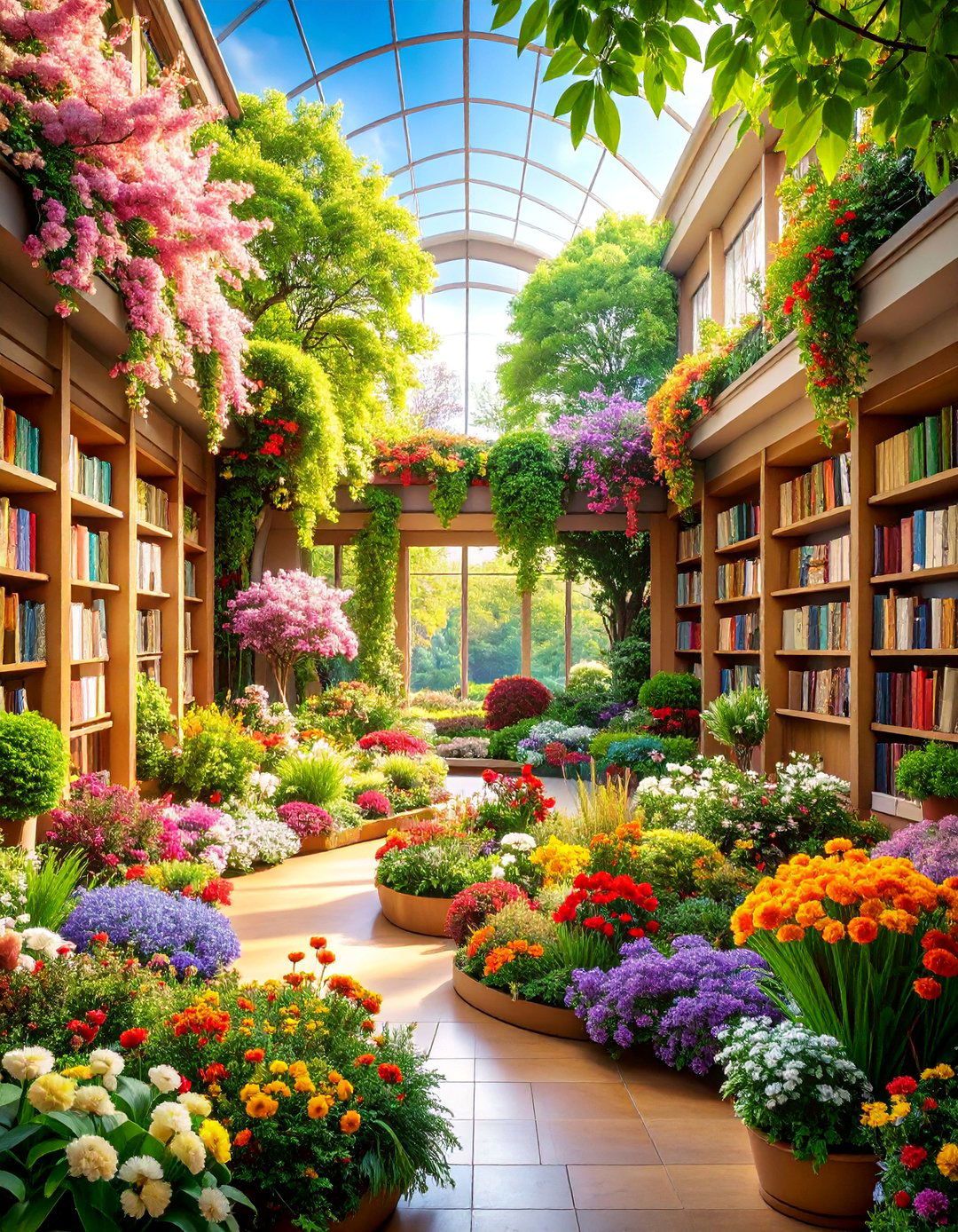 Seasonal Reading Garden with Weather Elements - 25 Library Murals