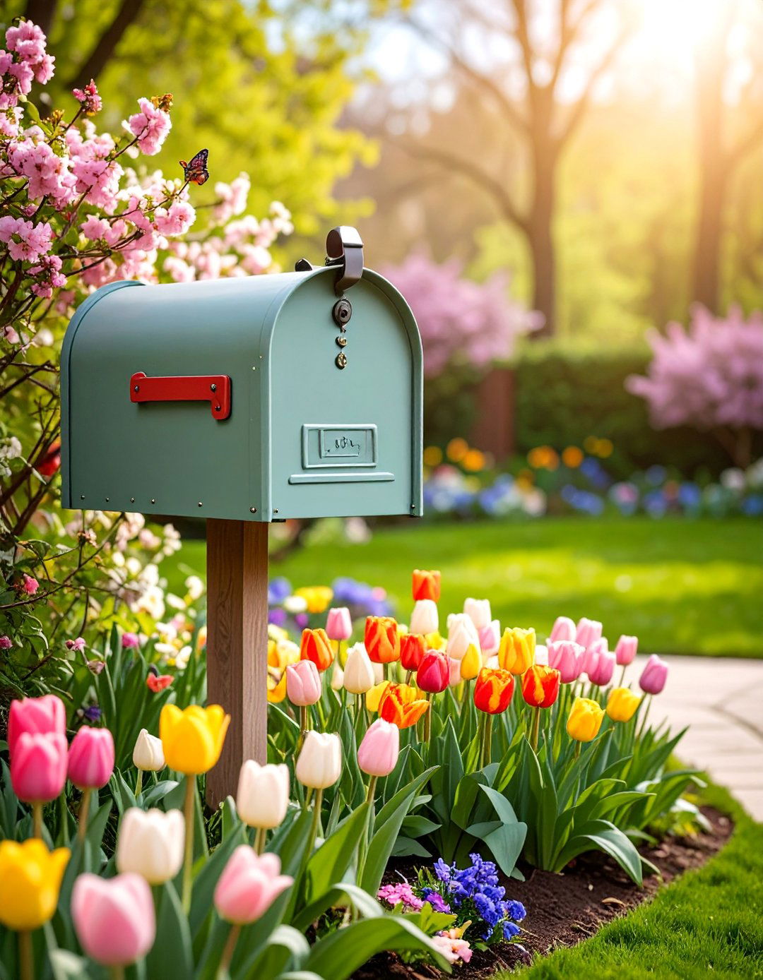 Seasonal Spring Mailbox with Floral Garden Theme - 25 Mailbox Decor Ideas