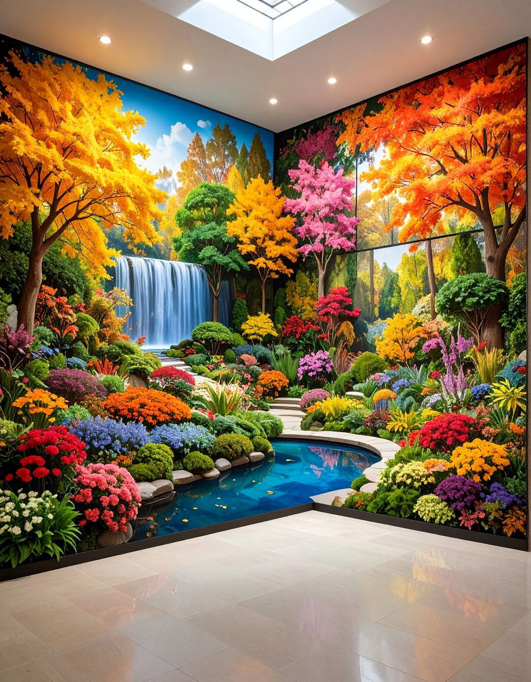 Seasonal Transition Garden Mural with Four Seasons - 25 Garden Mural Ideas