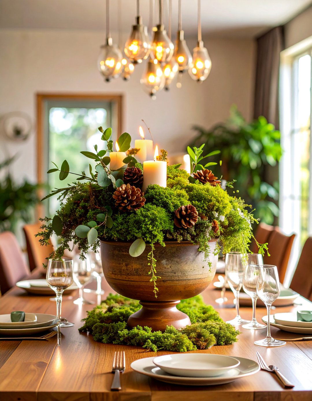 Seasonal Urn Centerpiece with Natural Elements - 25 Dining Table Centerpiece Ideas
