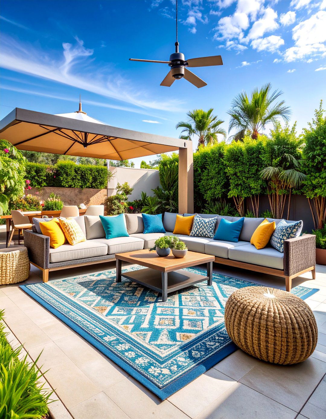 Sectional Lounge Patio with Outdoor Living Room - 25 Small Backyard Patio Ideas