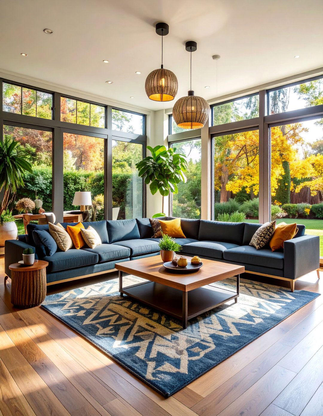 Sectional Sofa Entertainment Zone - 25 Mid-century Modern Sunroom Ideas