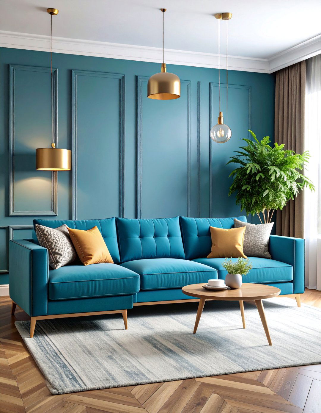 Sectional with Contrasting Piping and Custom Details - 25 Sectional Living Room Ideas