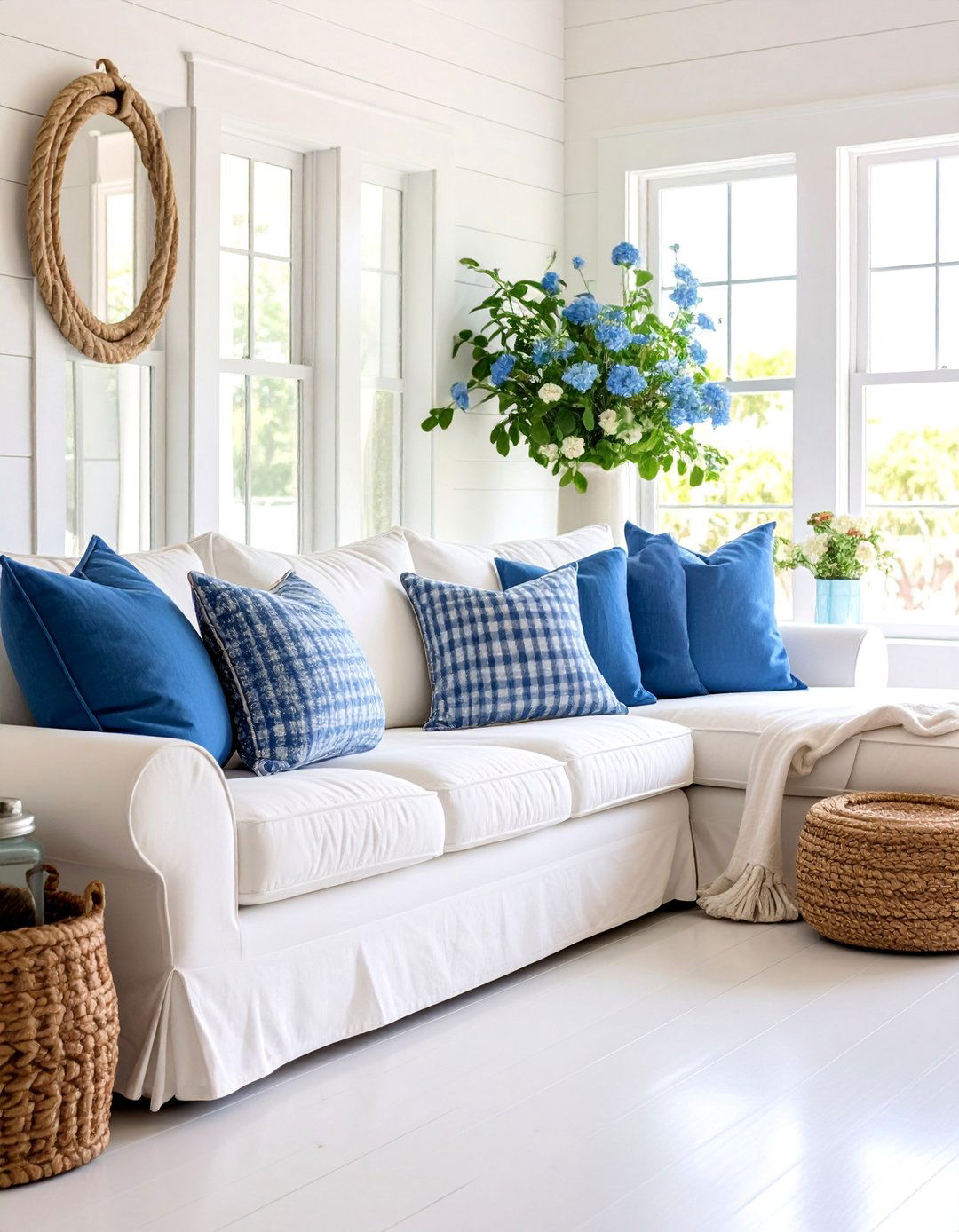 Seersucker Pattern Living Room - 25 Preppy Living Room Ideas