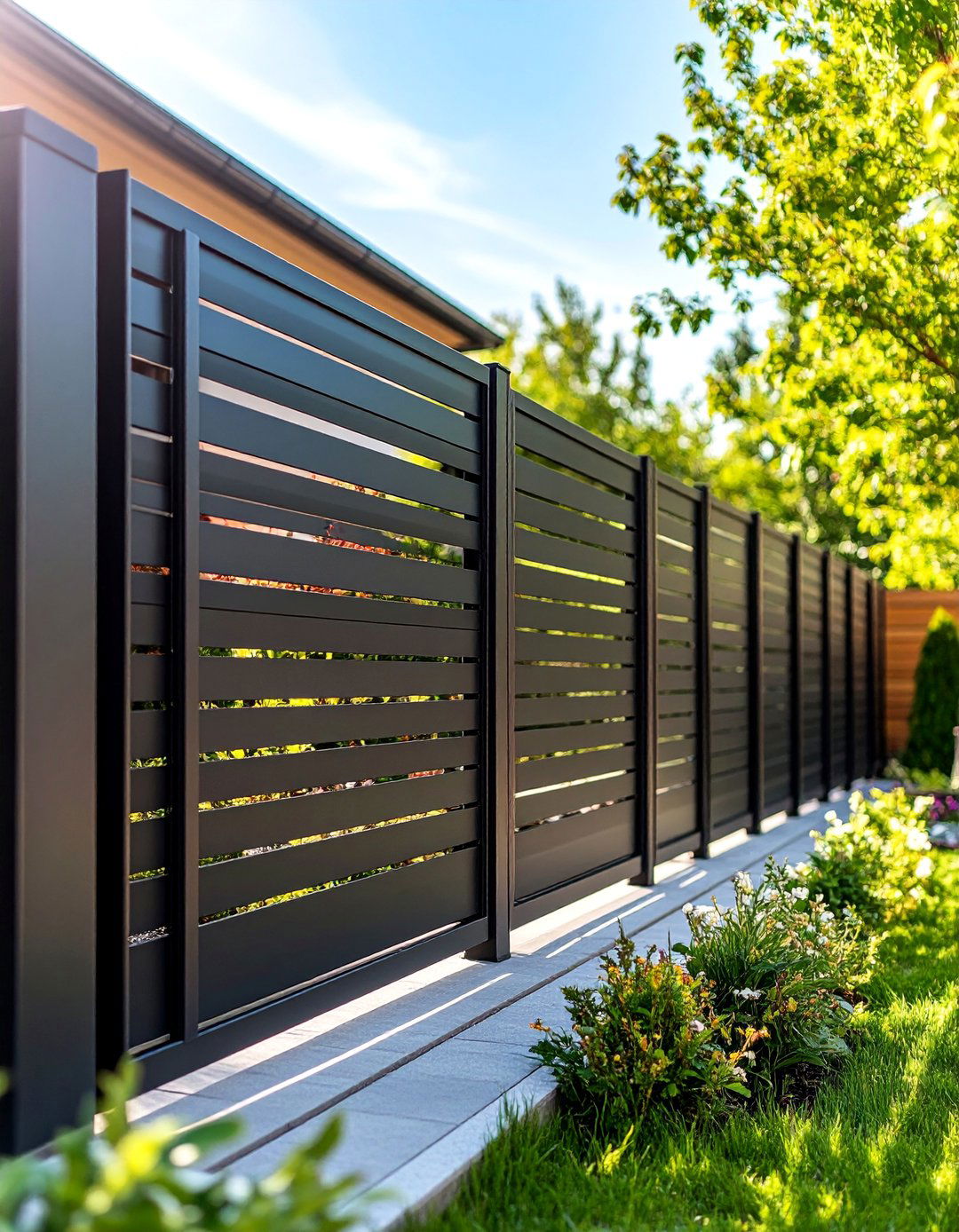 Semi Privacy Black Screen Fence - 25 Black Fence Ideas