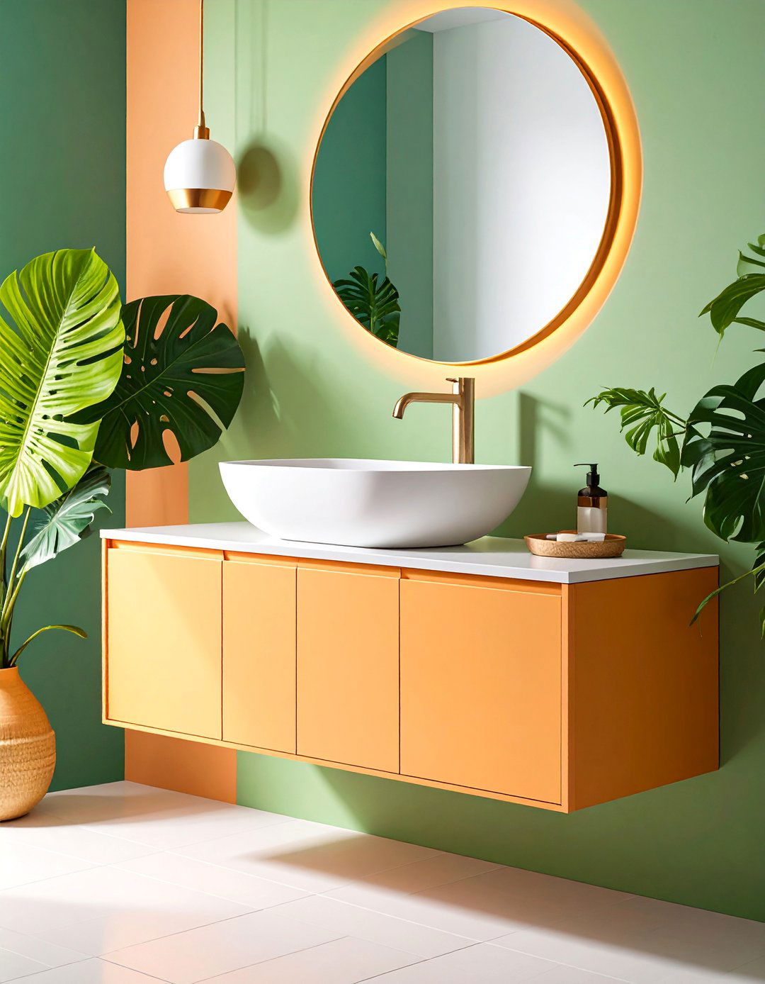 Semi Recessed Sink with Contemporary Lines - 25 Small Bathroom Sink Ideas