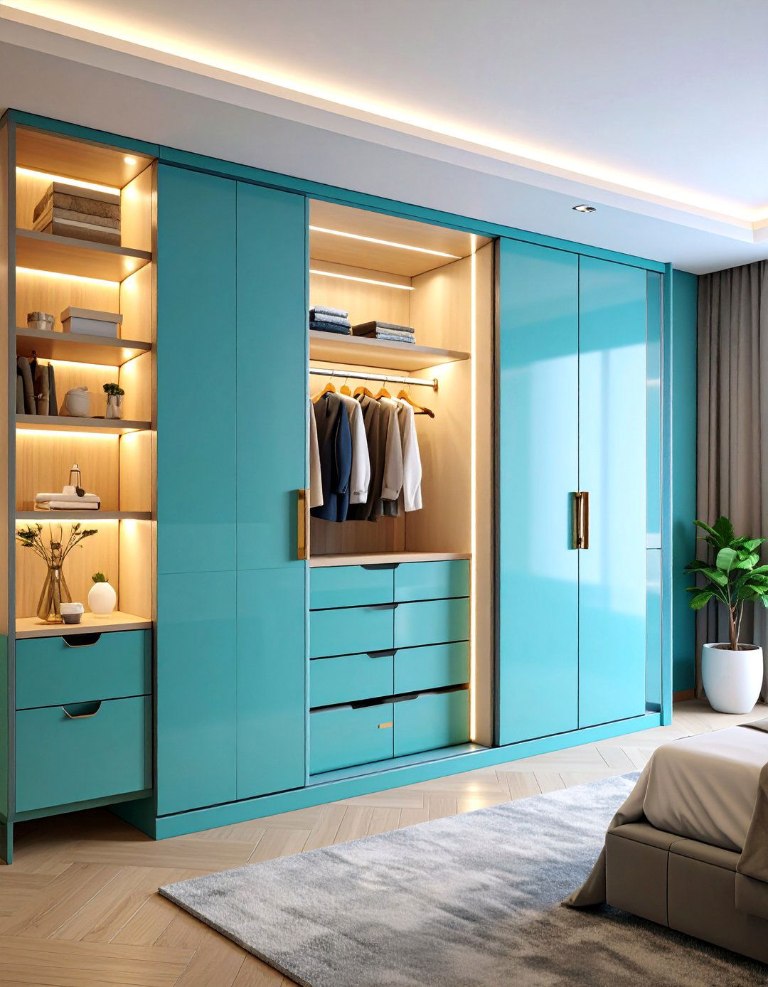 Sensor Touch Wardrobe with Automatic LED Lighting - 25 Built-in Wardrobes Ideas