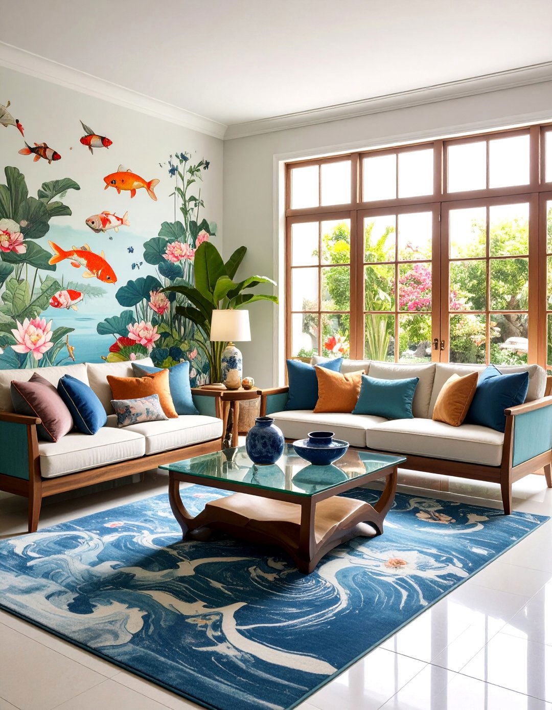 Serene Water Garden Living Room - 25 Chinoiserie Living Room Ideas