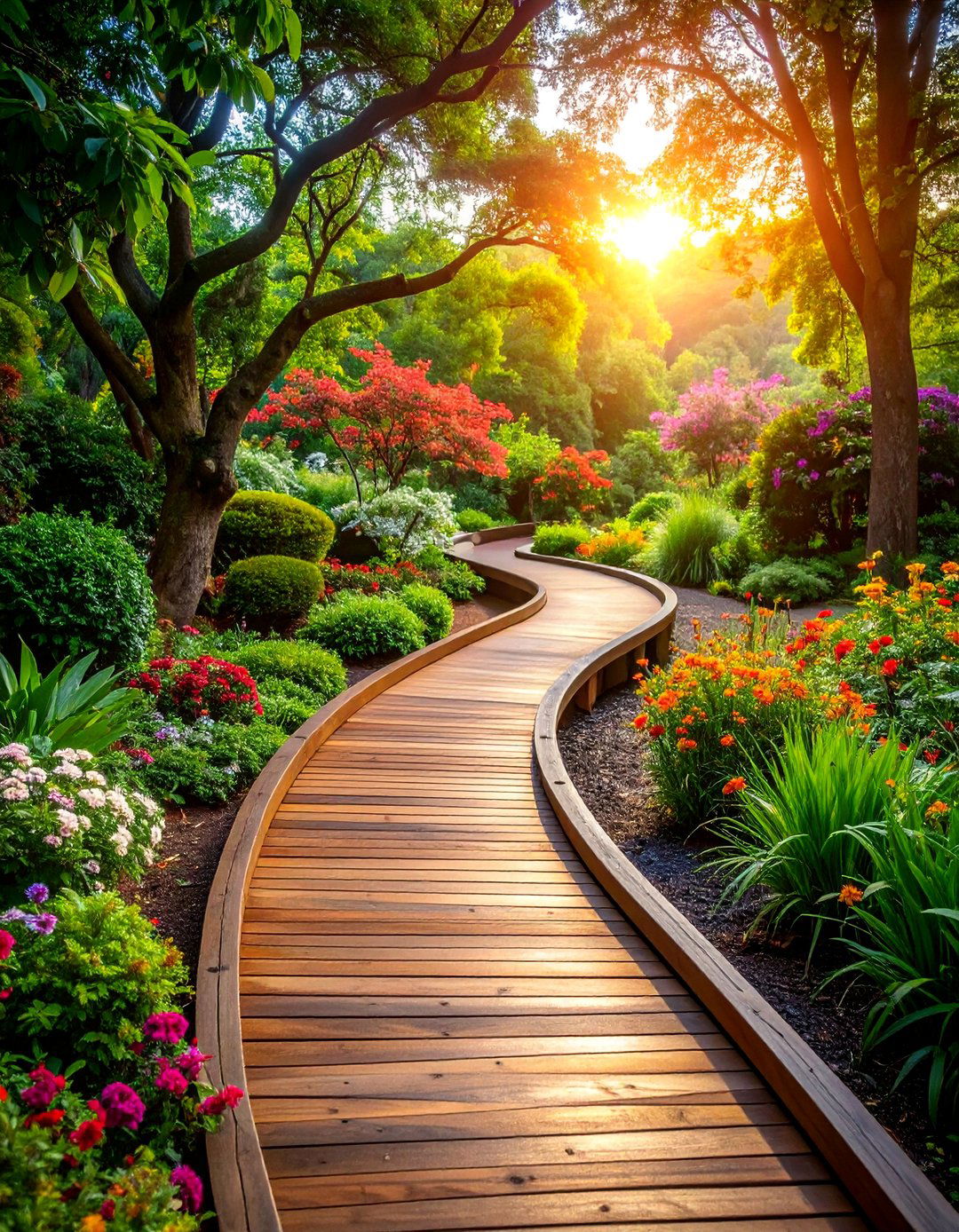 Serpentine Curved Wooden Trail - 25 Wooden Walkway Ideas