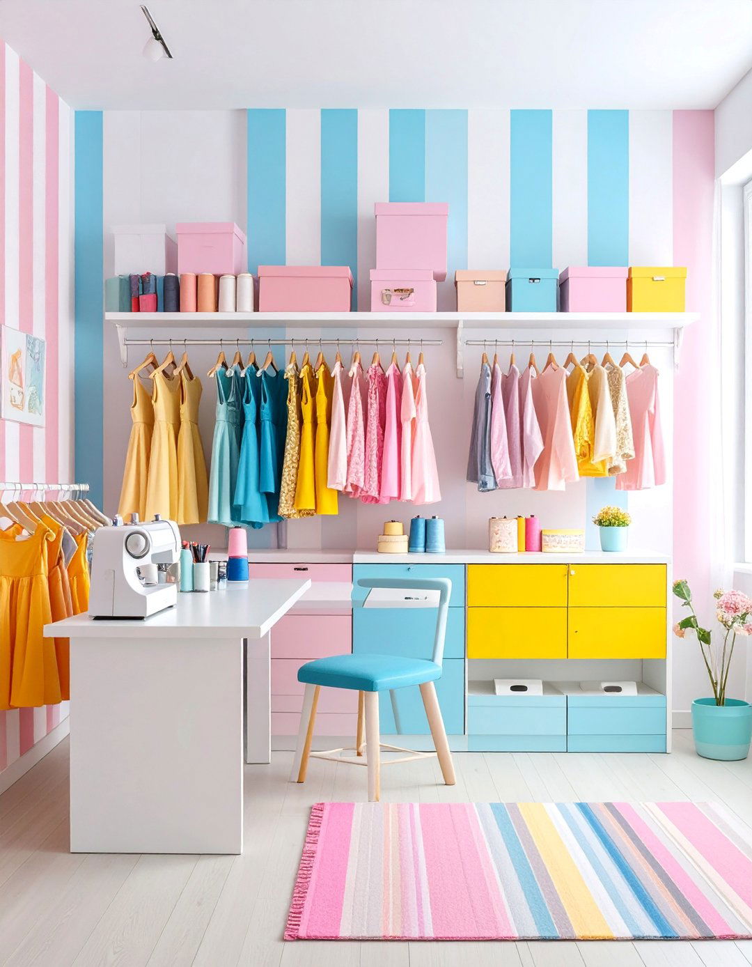 Sewing Room Color Blocked Creativity Zone - 25 Sewing Room Ideas