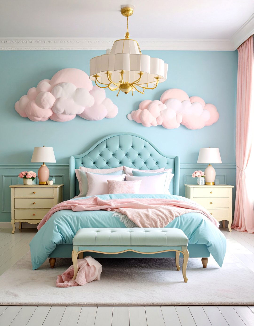 Shabby Chic Cloud Bedroom with Distressed Elements - 25 Cloud-Themed Bedroom Ideas