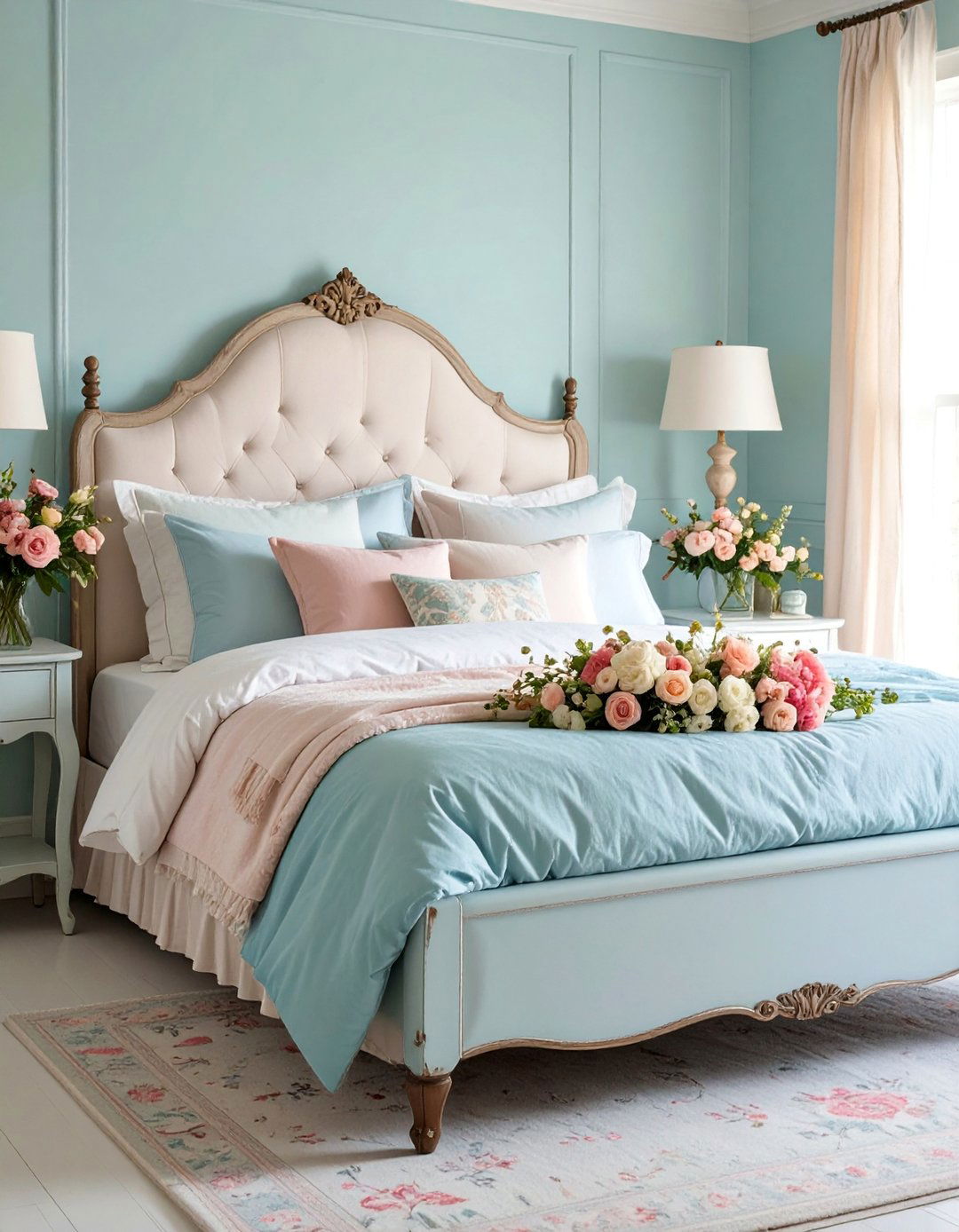 Shabby Chic Corner Bed with Distressed Finishes - 25 Corner Bed Ideas