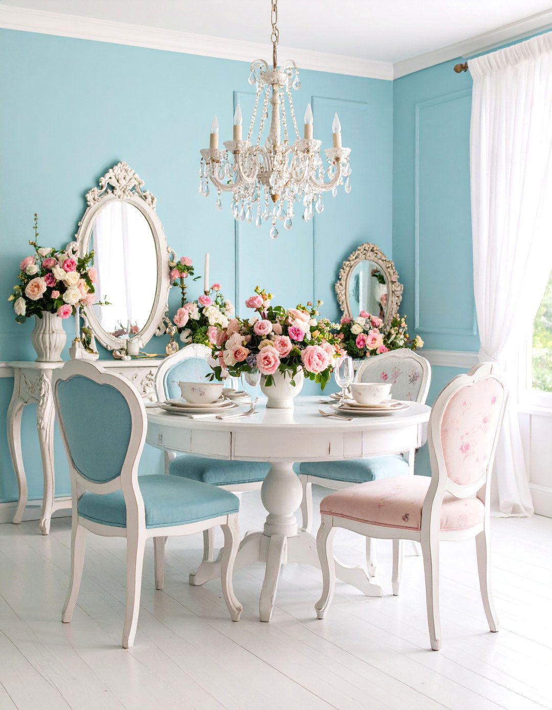 Shabby Chic Cottage Dining Room with Distressed Furniture - 25 cottage dining room ideas