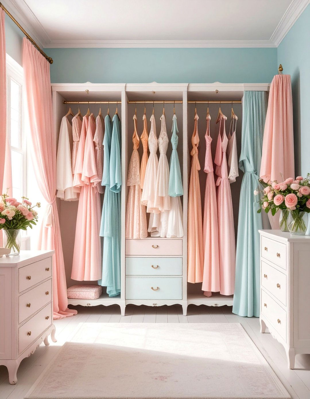 Shabby Chic Distressed Closet Design - 25 closet curtain ideas