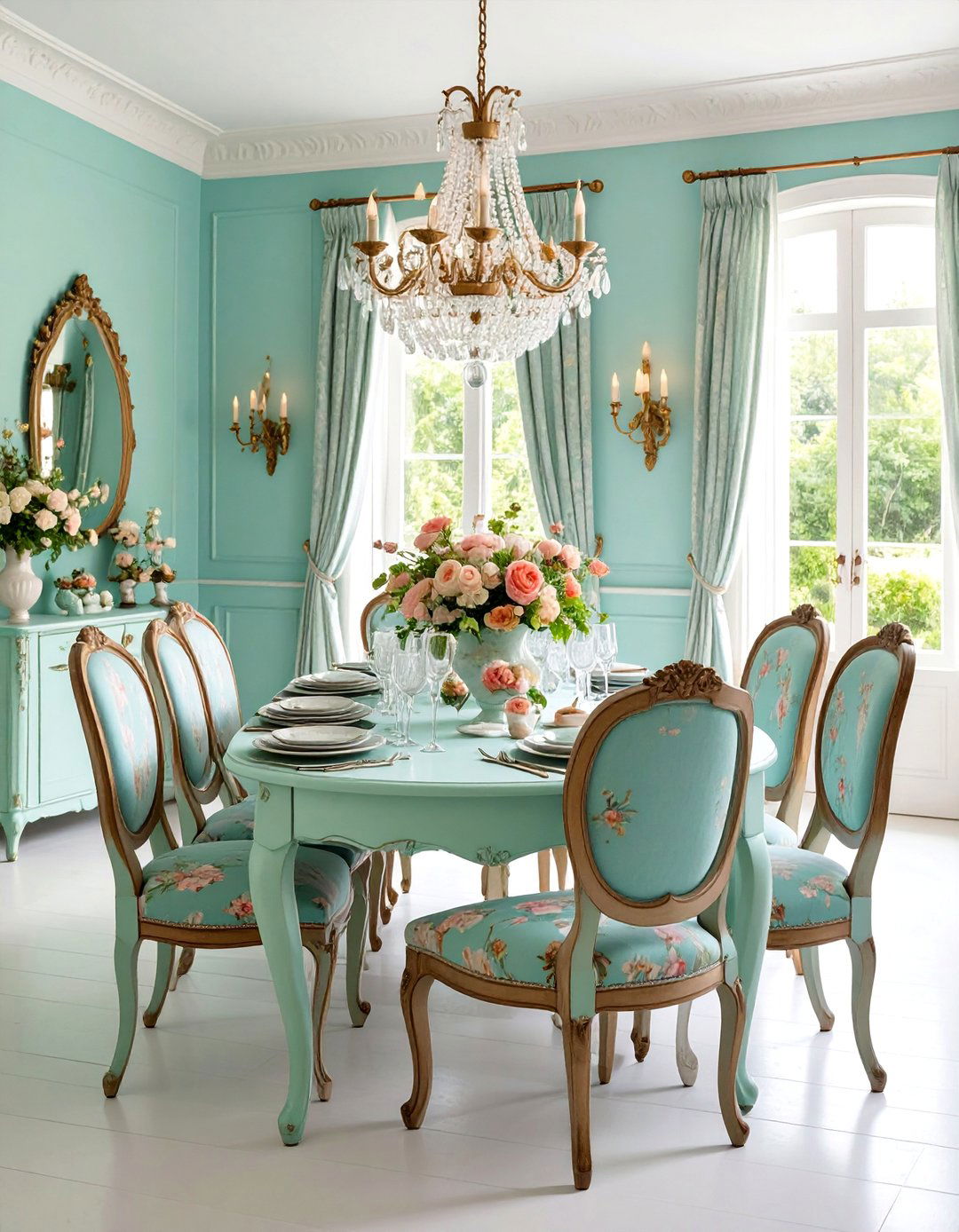 Shabby Chic French Dining Room with Painted Furniture - 25 French Country Dining Room Ideas