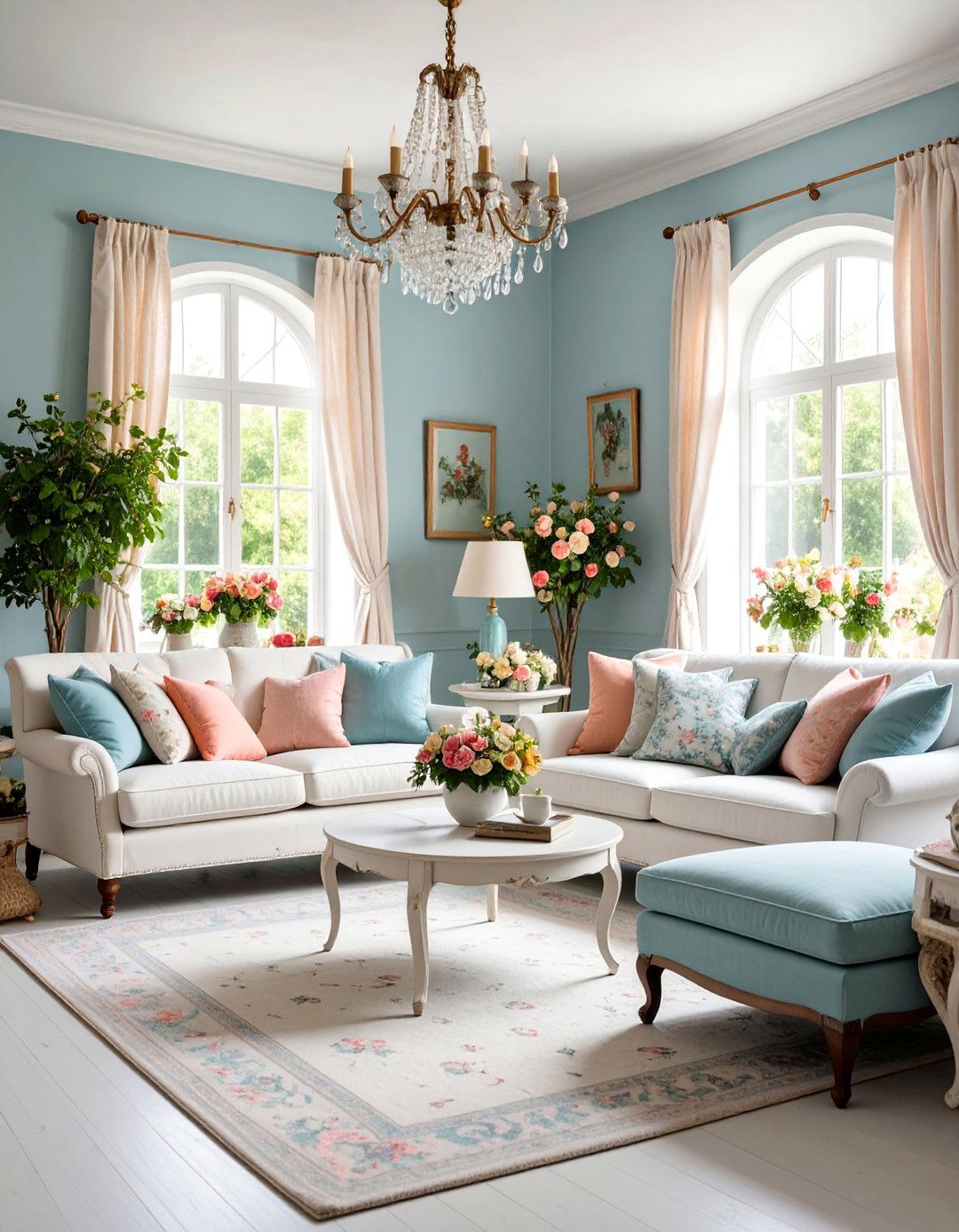 Shabby Chic Grey and White Living Room with Distressed Furniture - 25 Grey and White Living Room Ideas