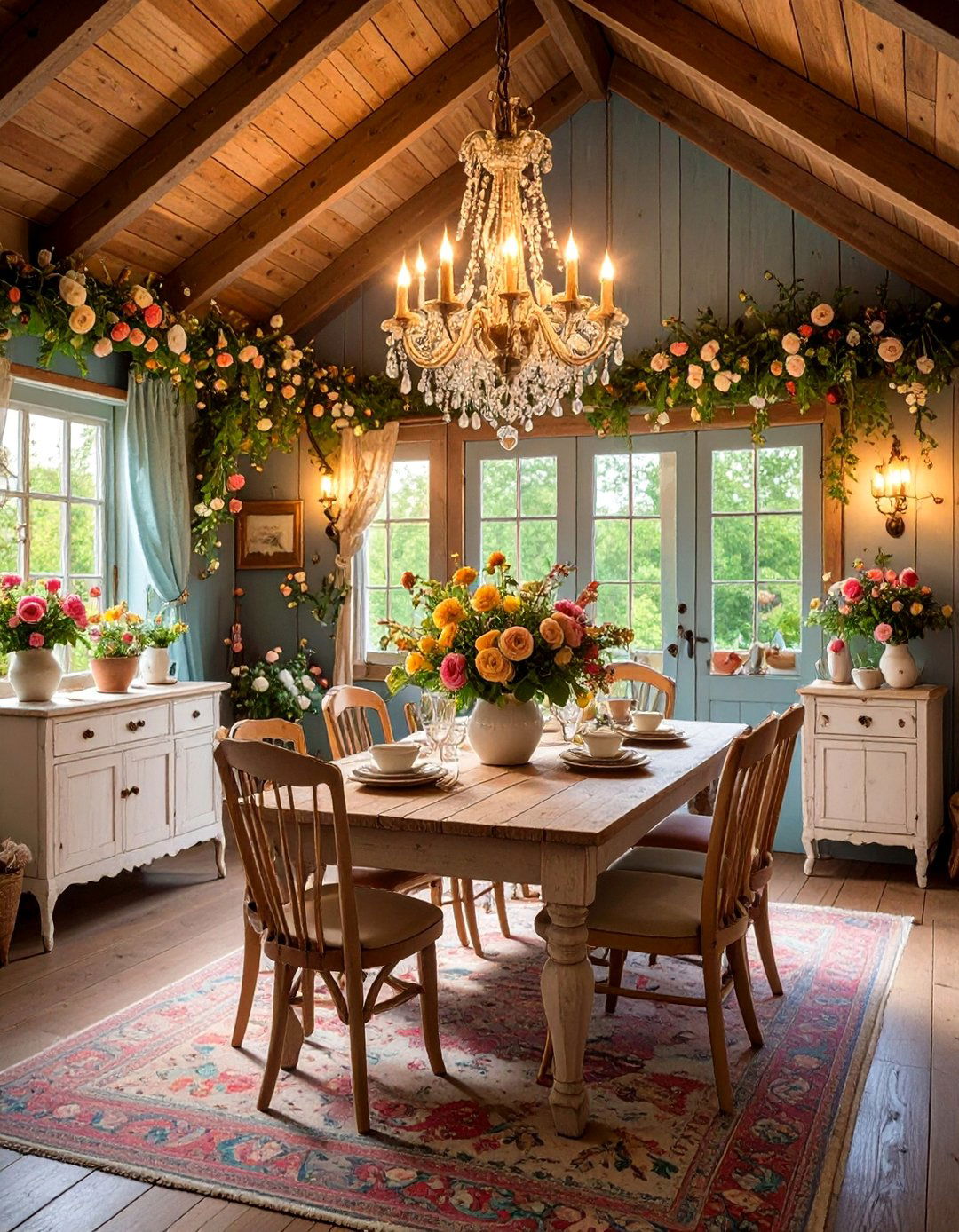 Shabby Chic She Shed with Floral Accents - 25 She Shed Interior Ideas