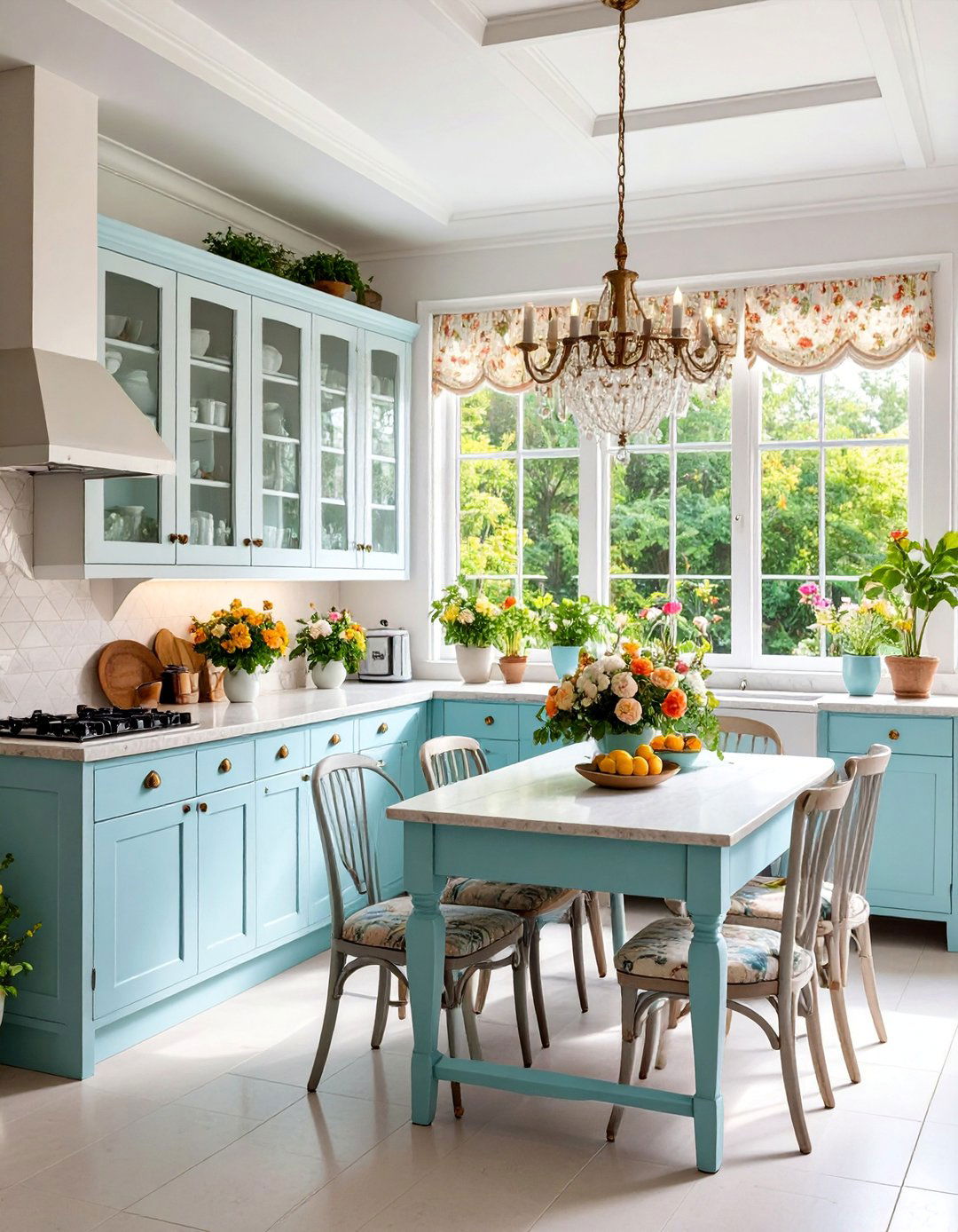 Shabby Chic Sunroom Kitchen with Distressed Finishes - 25 Sunroom Kitchen Ideas