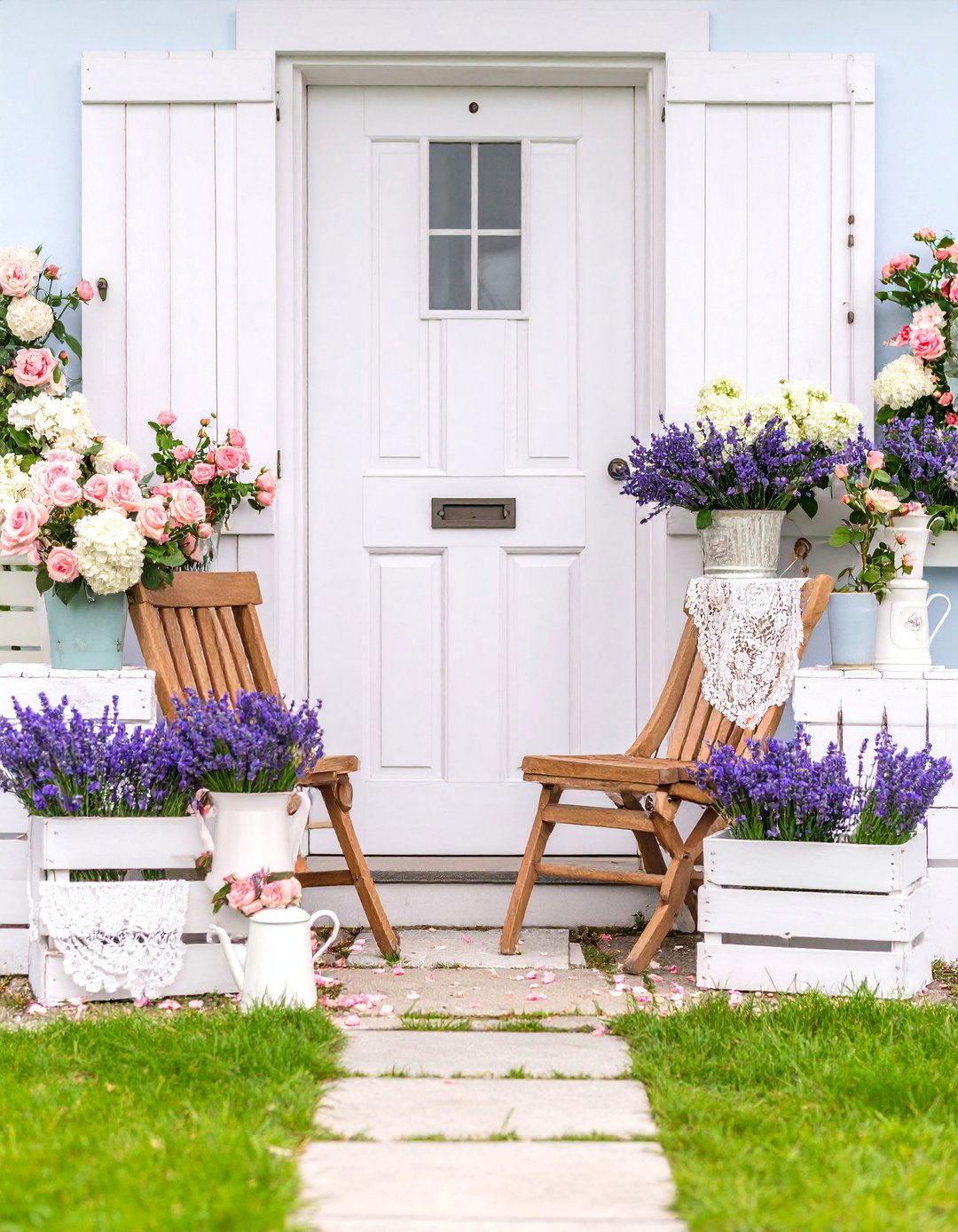 Shabby Chic Vintage Romance Theme - 25 Summer Front Door Decor Ideas