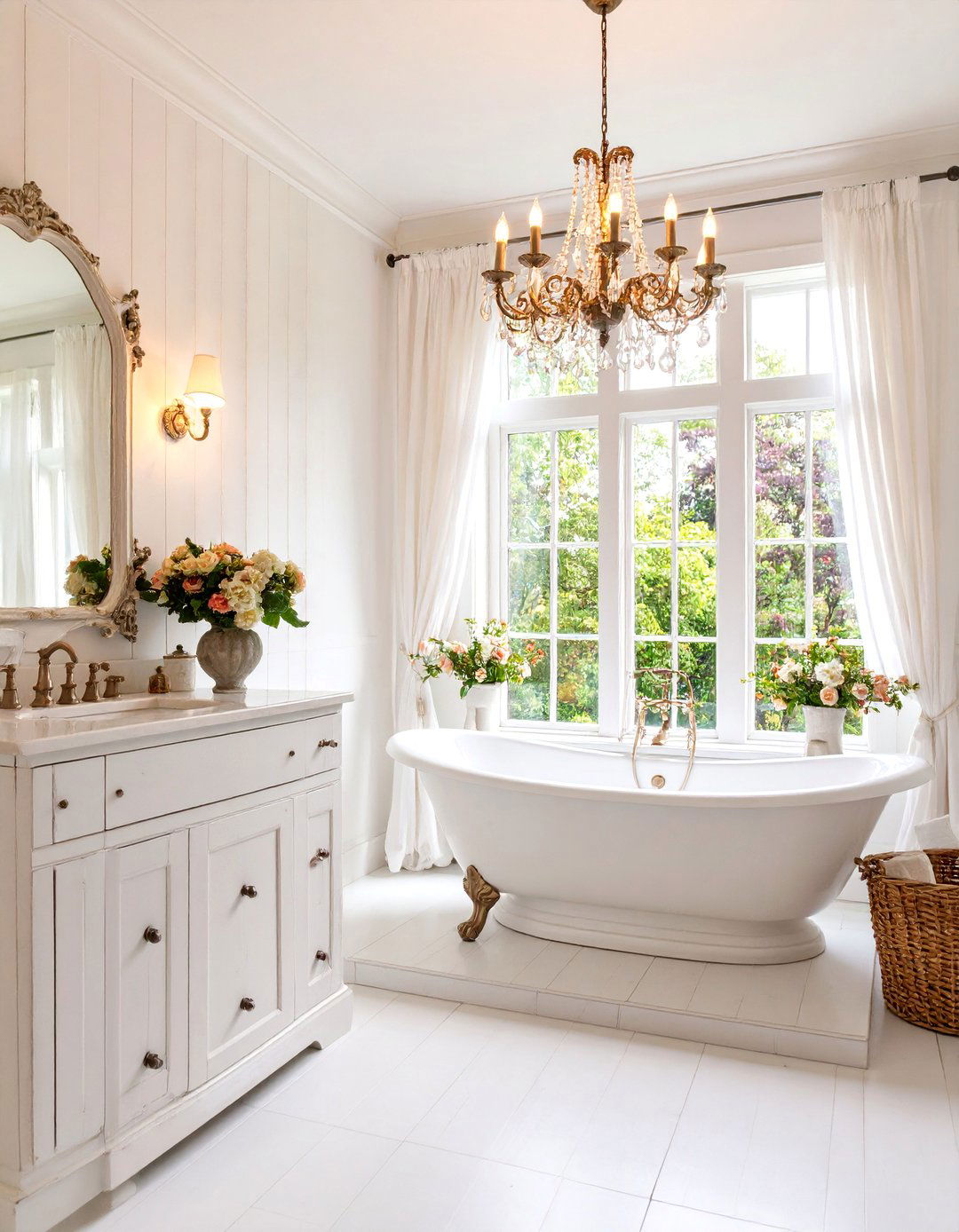 Shabby Chic White Distressed Bathroom - 25 Country Bathroom Ideas