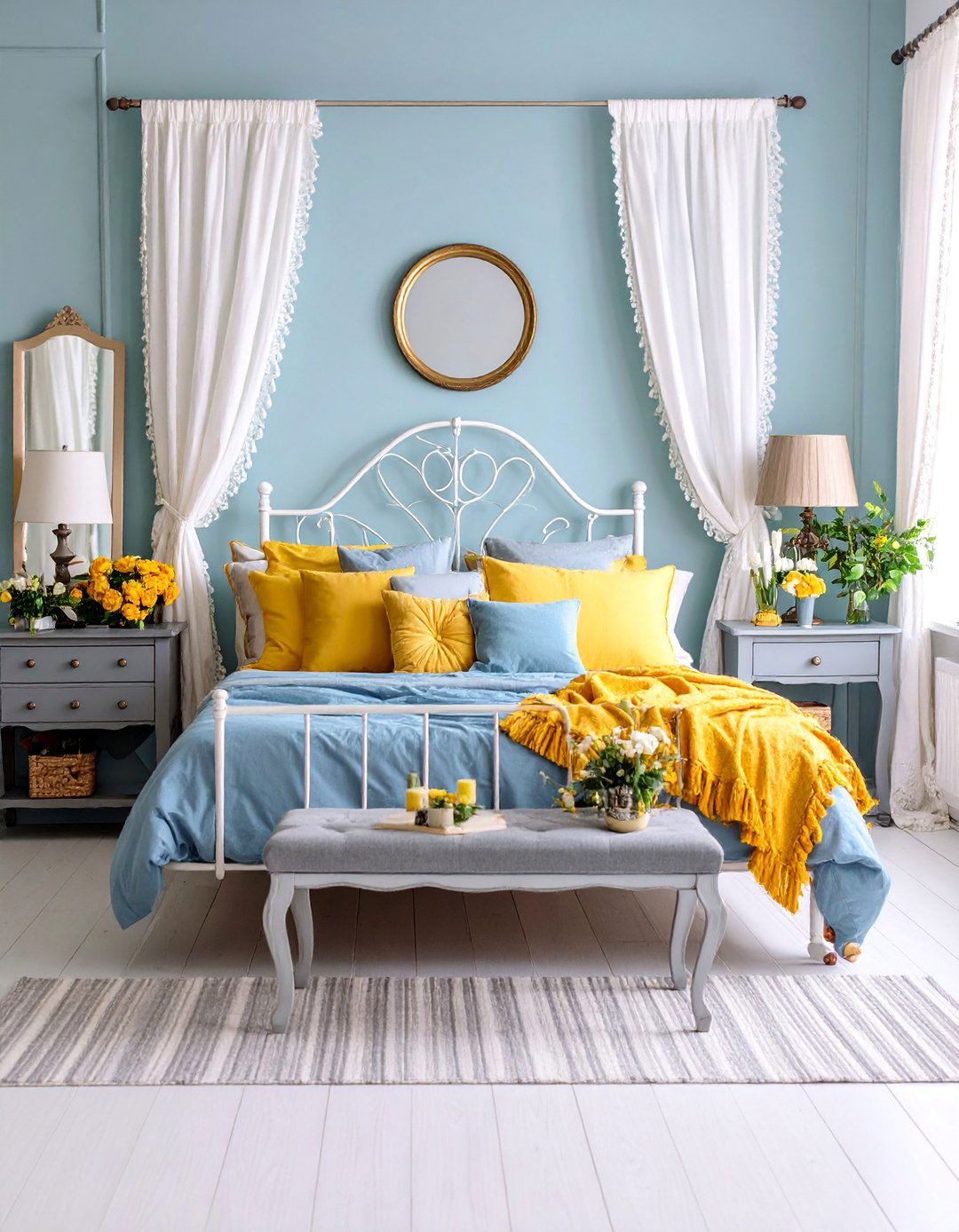 Shabby Chic Yellow and Grey Bedroom Romance - 25 Yellow and Grey Bedroom Ideas