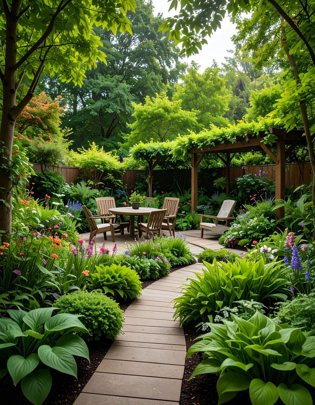 Shade Garden Sanctuary with Woodland Plants - 25 Landscaping Ideas