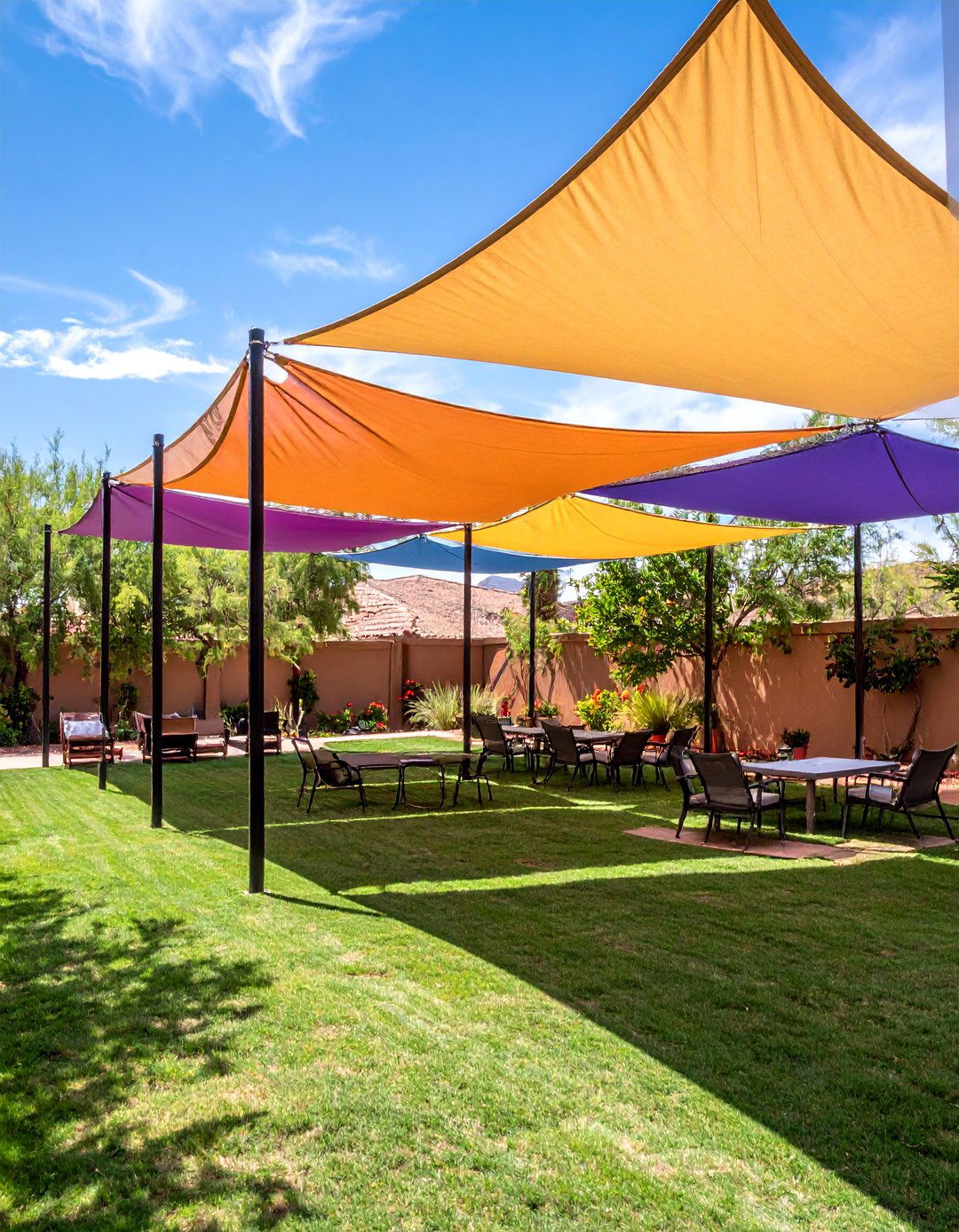 Shade Sail Canopy System - 25 Arizona Backyard Ideas