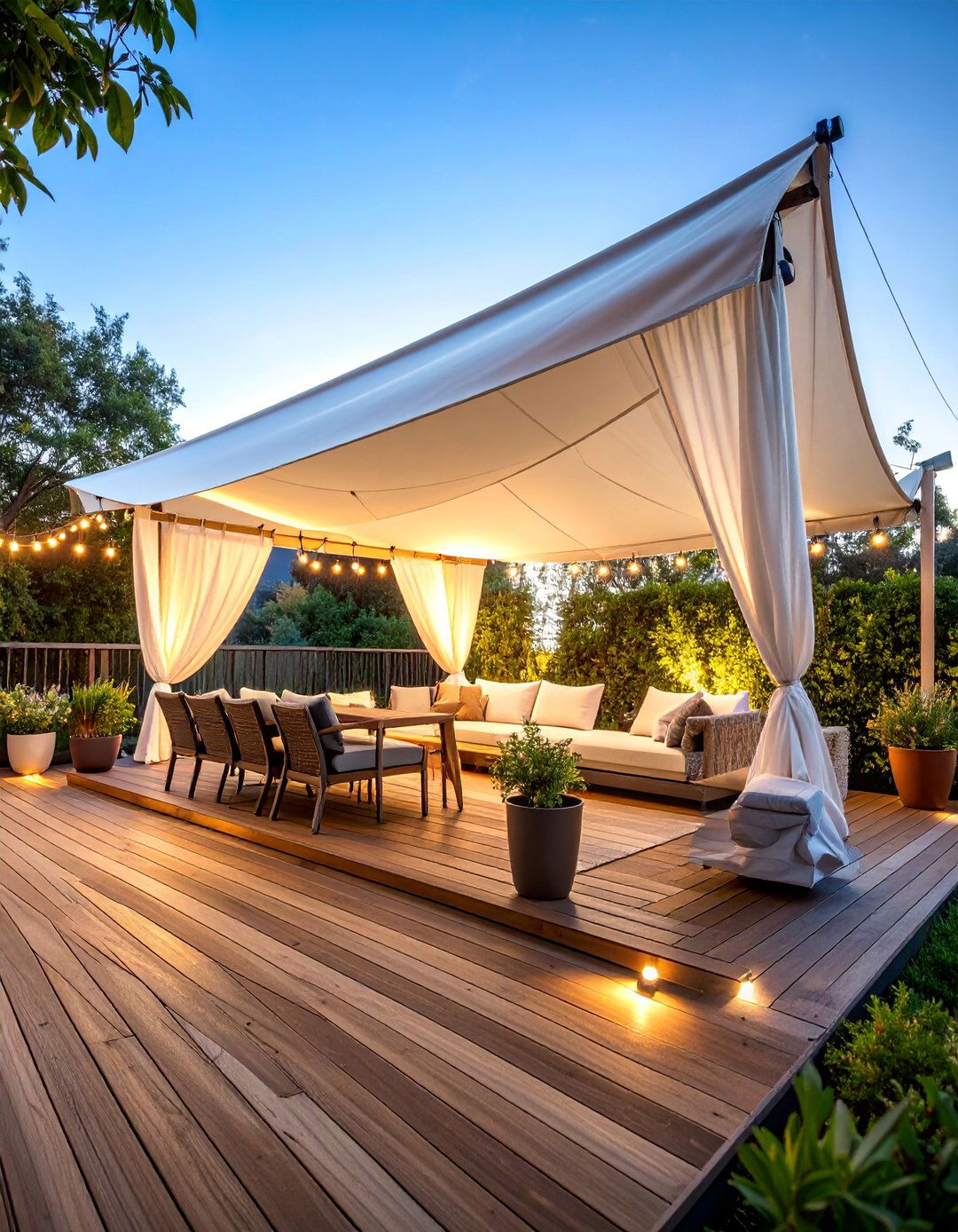 Shade Sail Privacy Canopy - 25 Deck With Privacy Wall