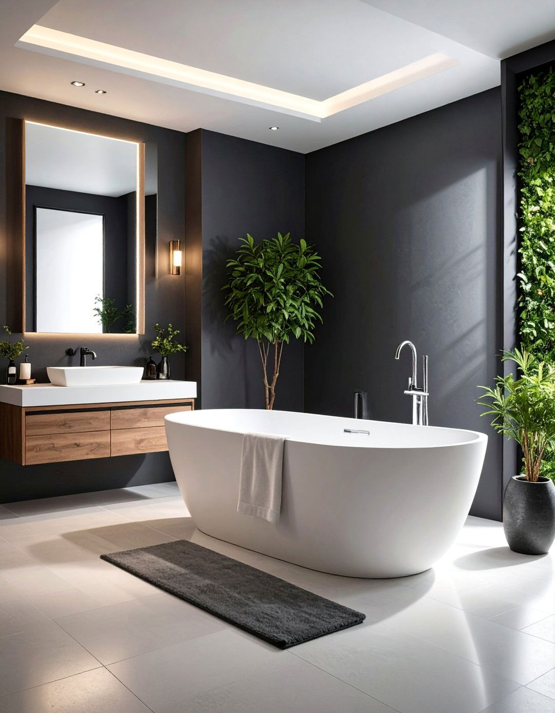 Shadow Play Bathroom with Light and Dark Gothic Contrast - 25 Gothic Bathroom Ideas