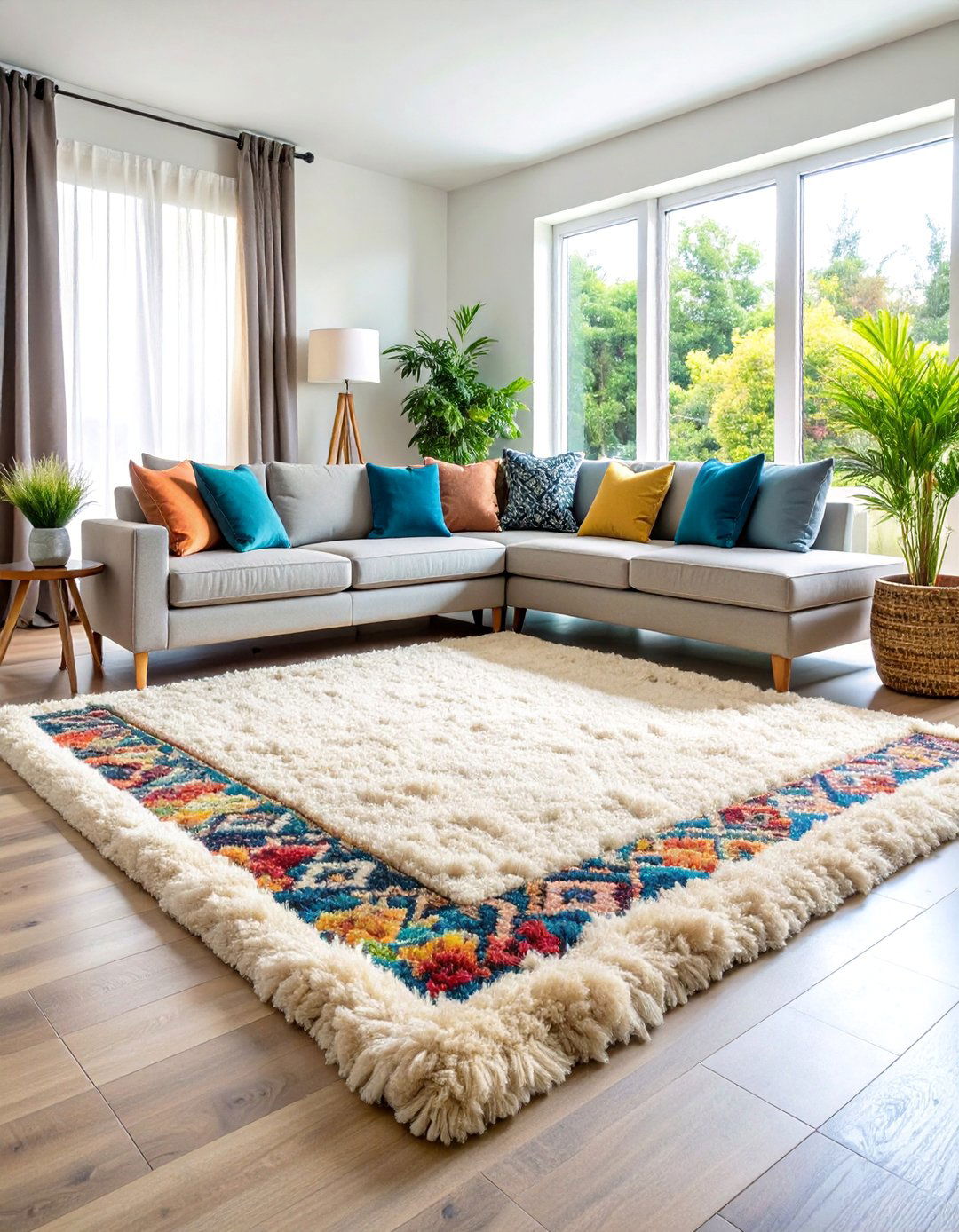 Shag Texture Bohemian Living Room Rug - 25 Boho Rug Ideas